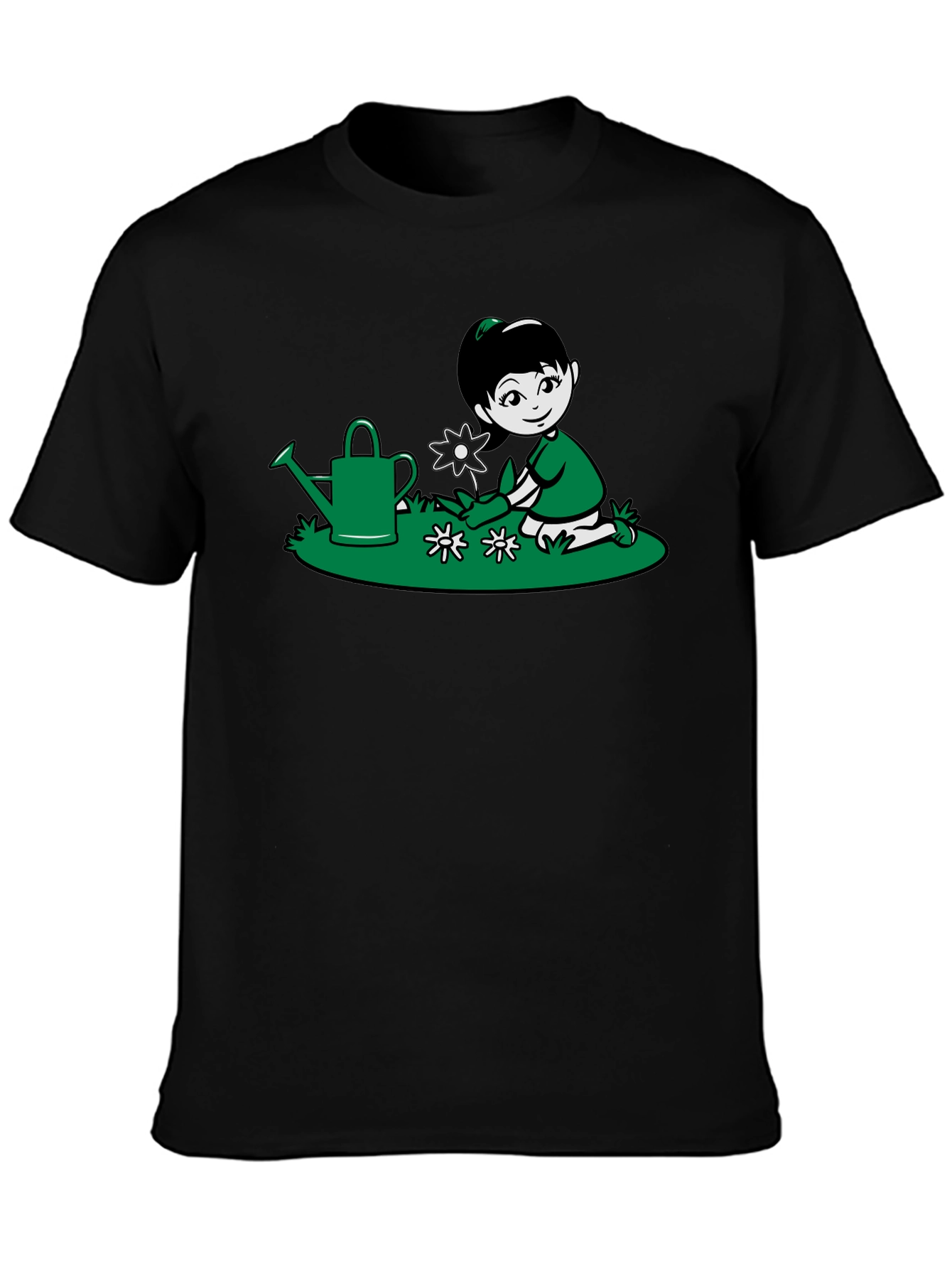 Black Gardening Girl Graphic T-Shirt view 3