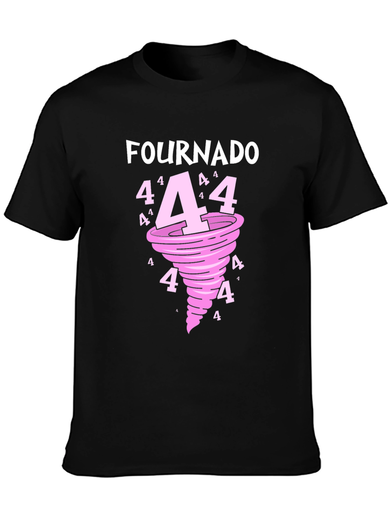 Black Fournado T-Shirt - Funny 4th Birthday Tornado Tee view 3