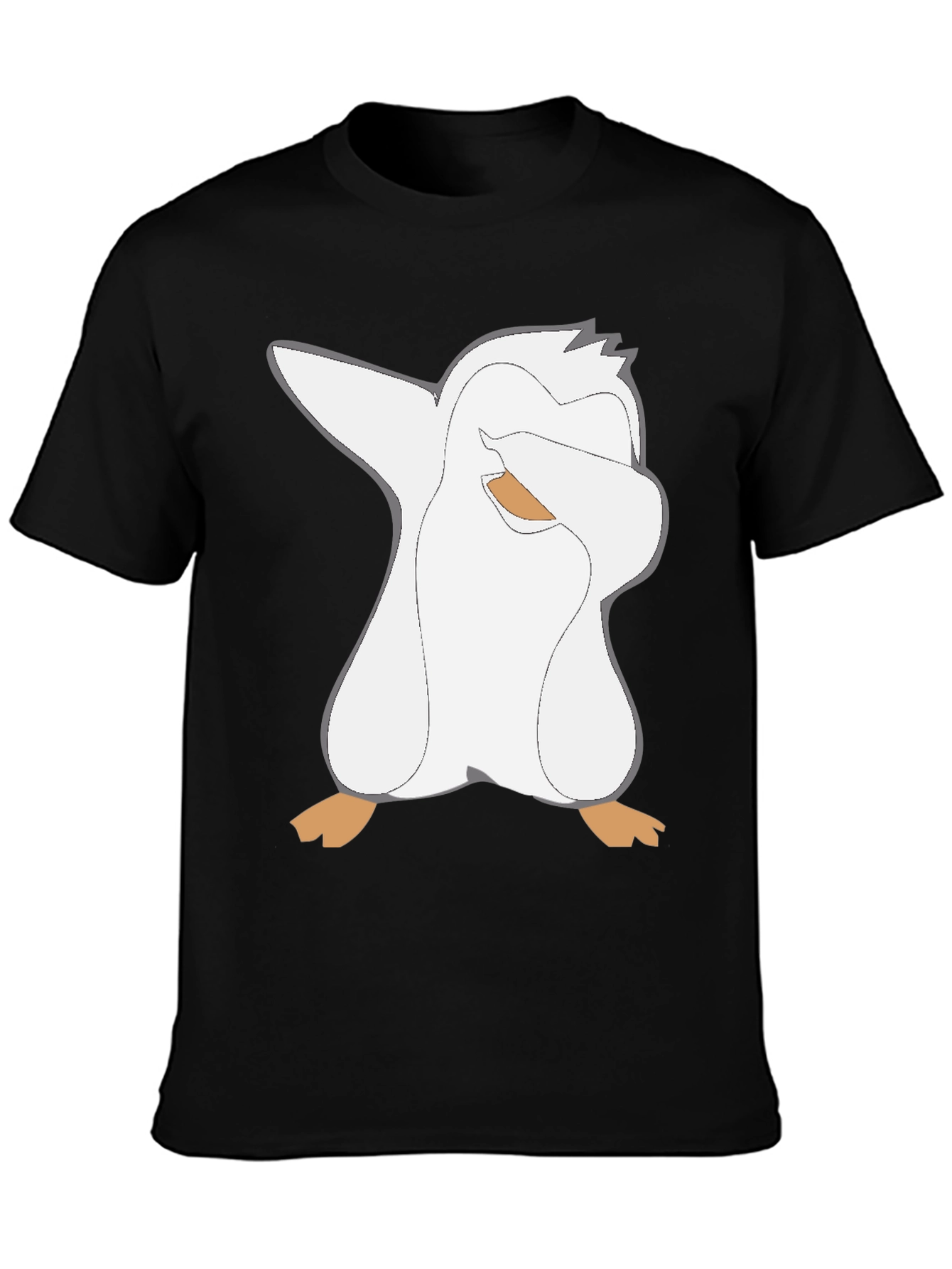 Black Dabbing Penguin Graphic T-Shirt - Black Cotton Tee view 3
