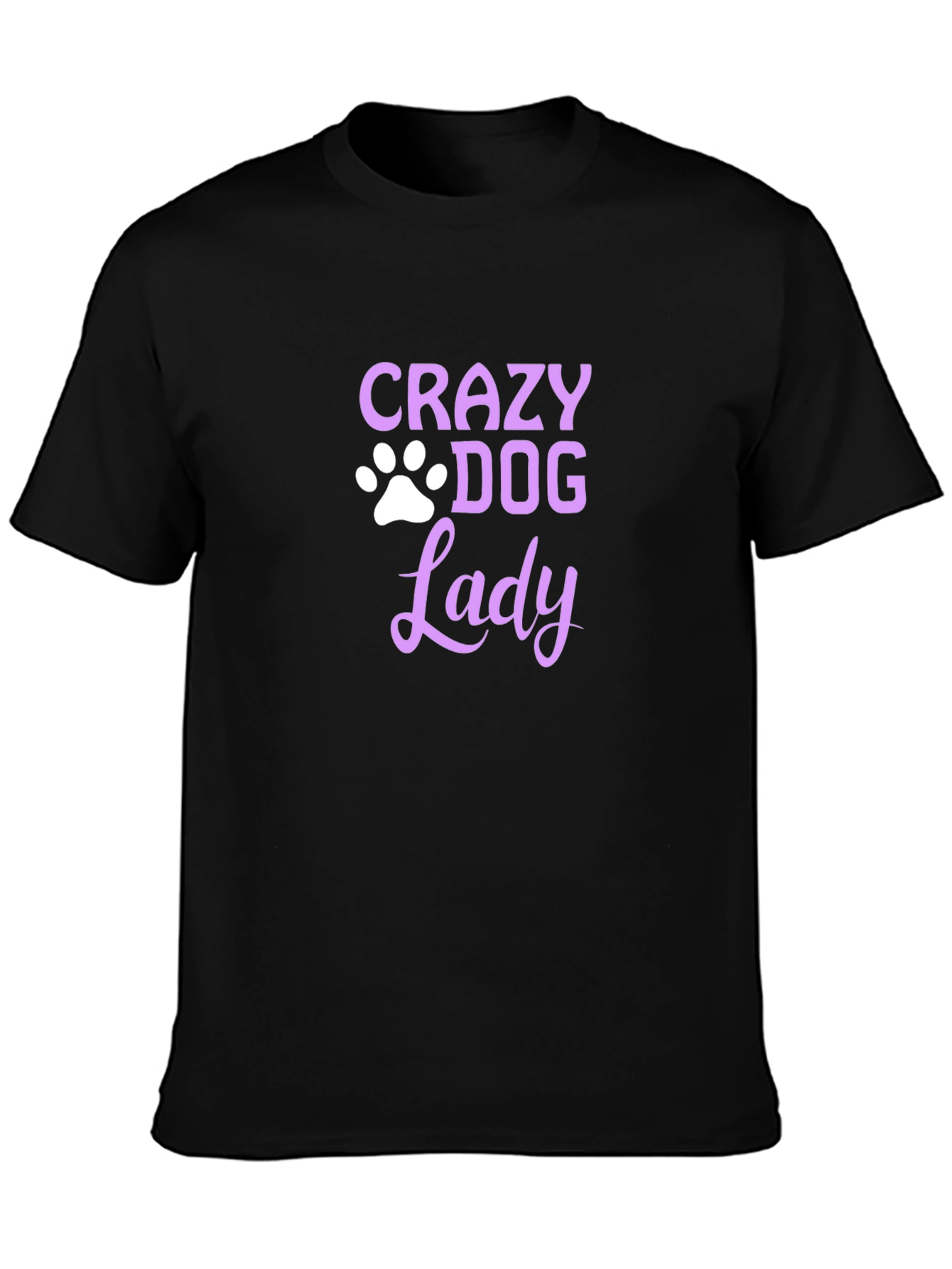 Black Crazy Dog Lady T-Shirt - Paw Print Tee view 3