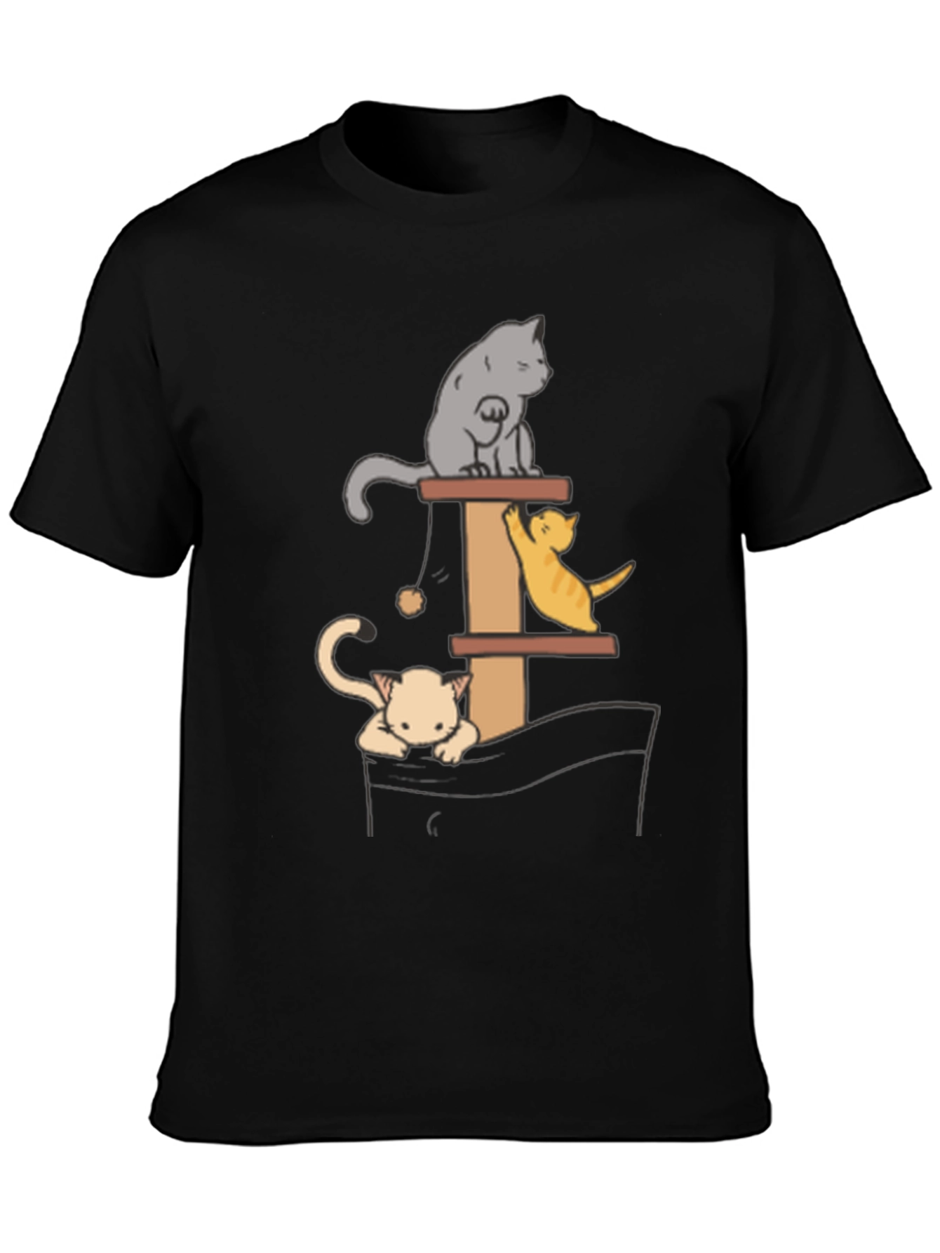 Black Cat Tower T-Shirt - Playful Kitten Design view 3