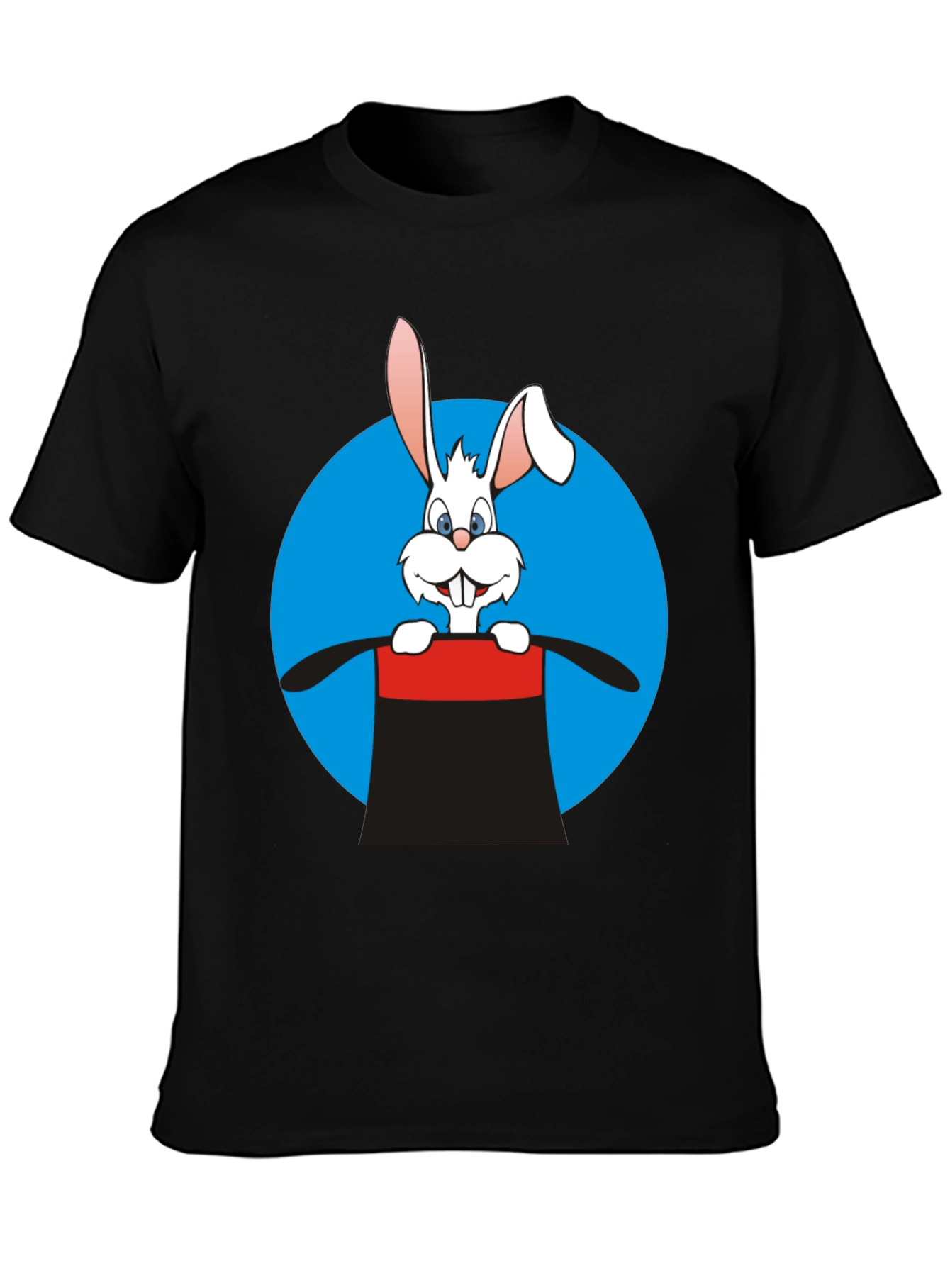 Black Rabbit in a Hat Graphic Tee - Black Cotton Blend view 3