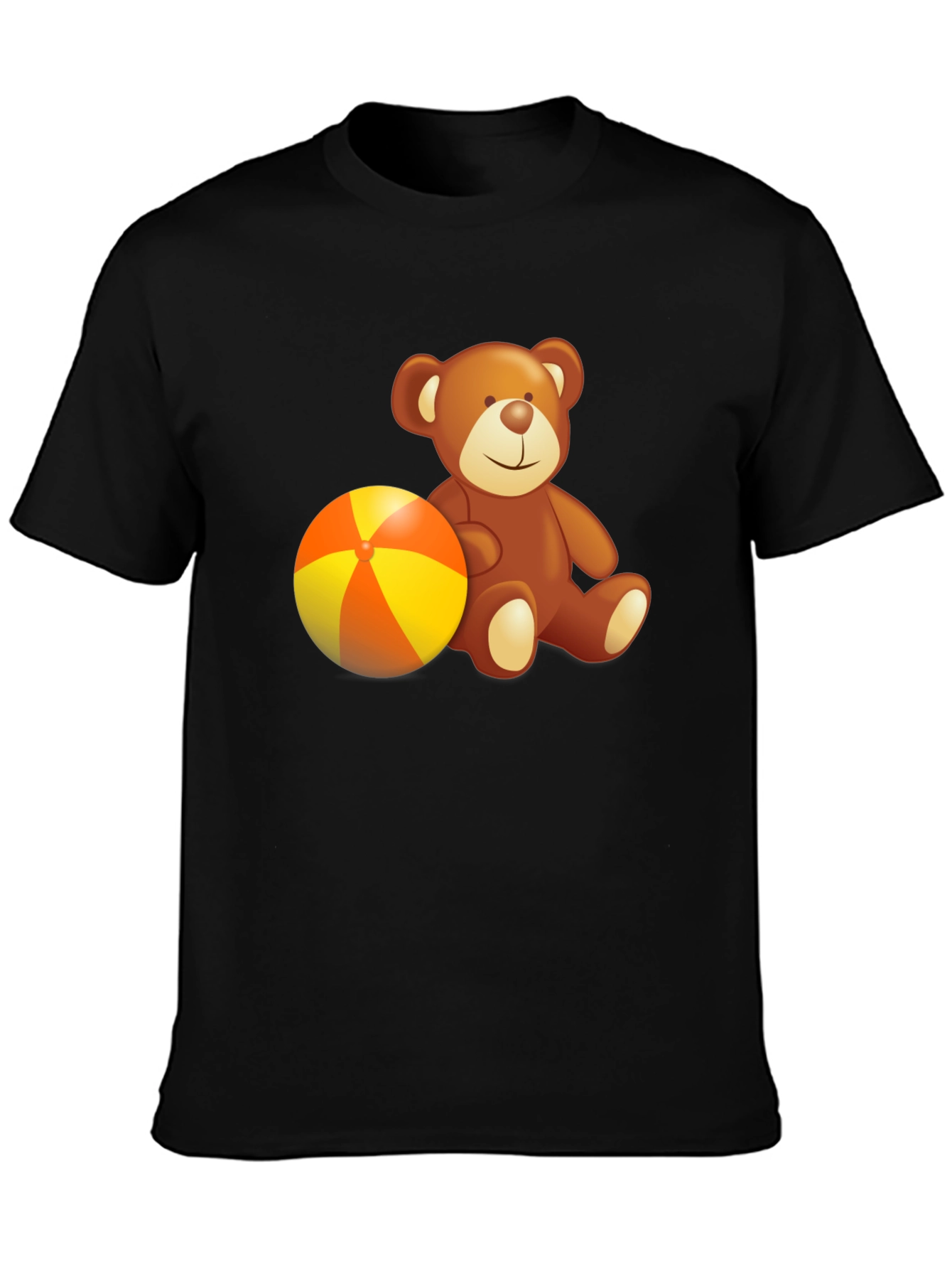 Black Teddy Bear & Beach Ball Graphic Tee - Soft Cotton Comfort view 3