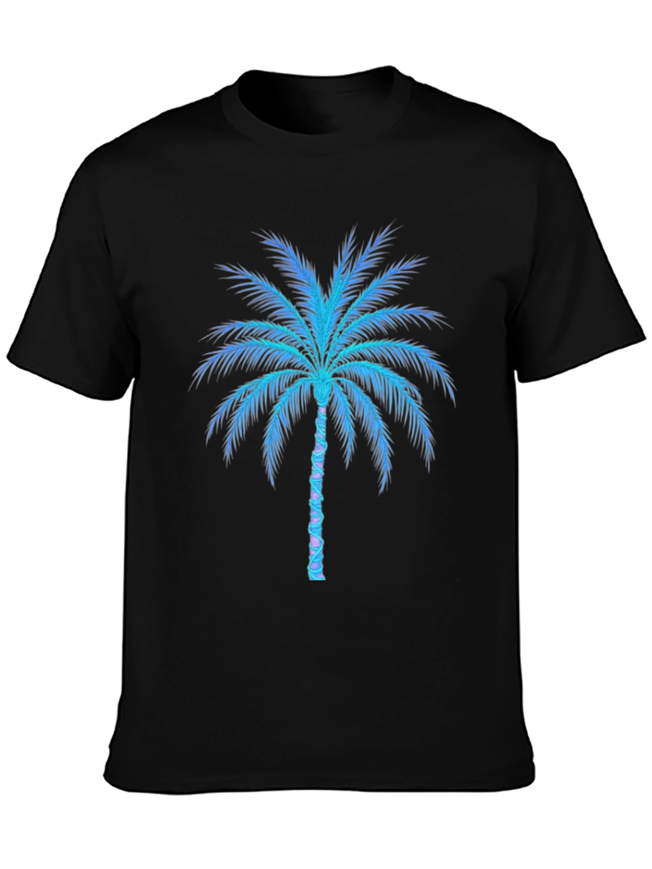 Black Neon Palm Tree Graphic Tee - Black Cotton Blend view 3