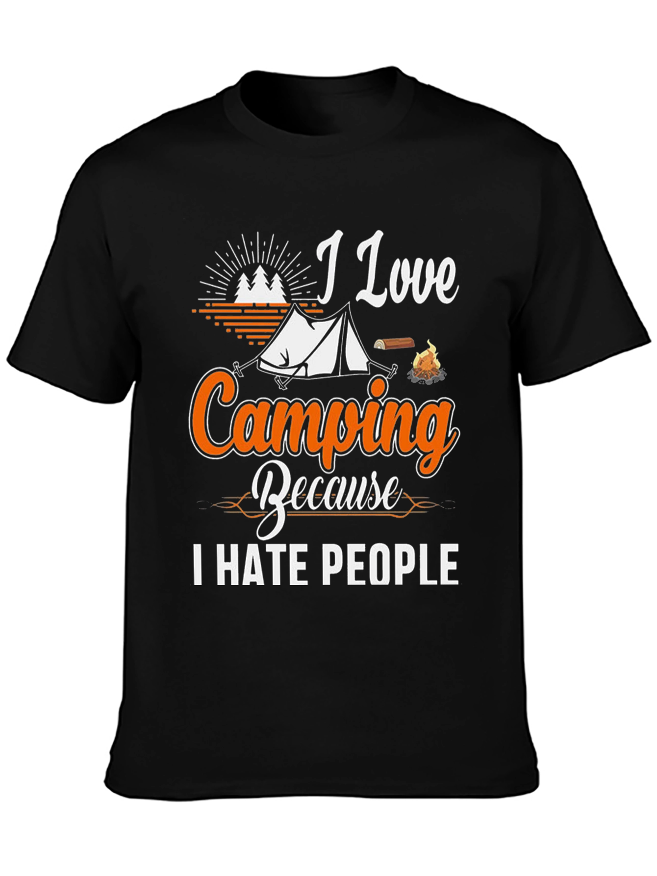 Black I Love Camping T-Shirt - I Hate People Graphic Tee view 3
