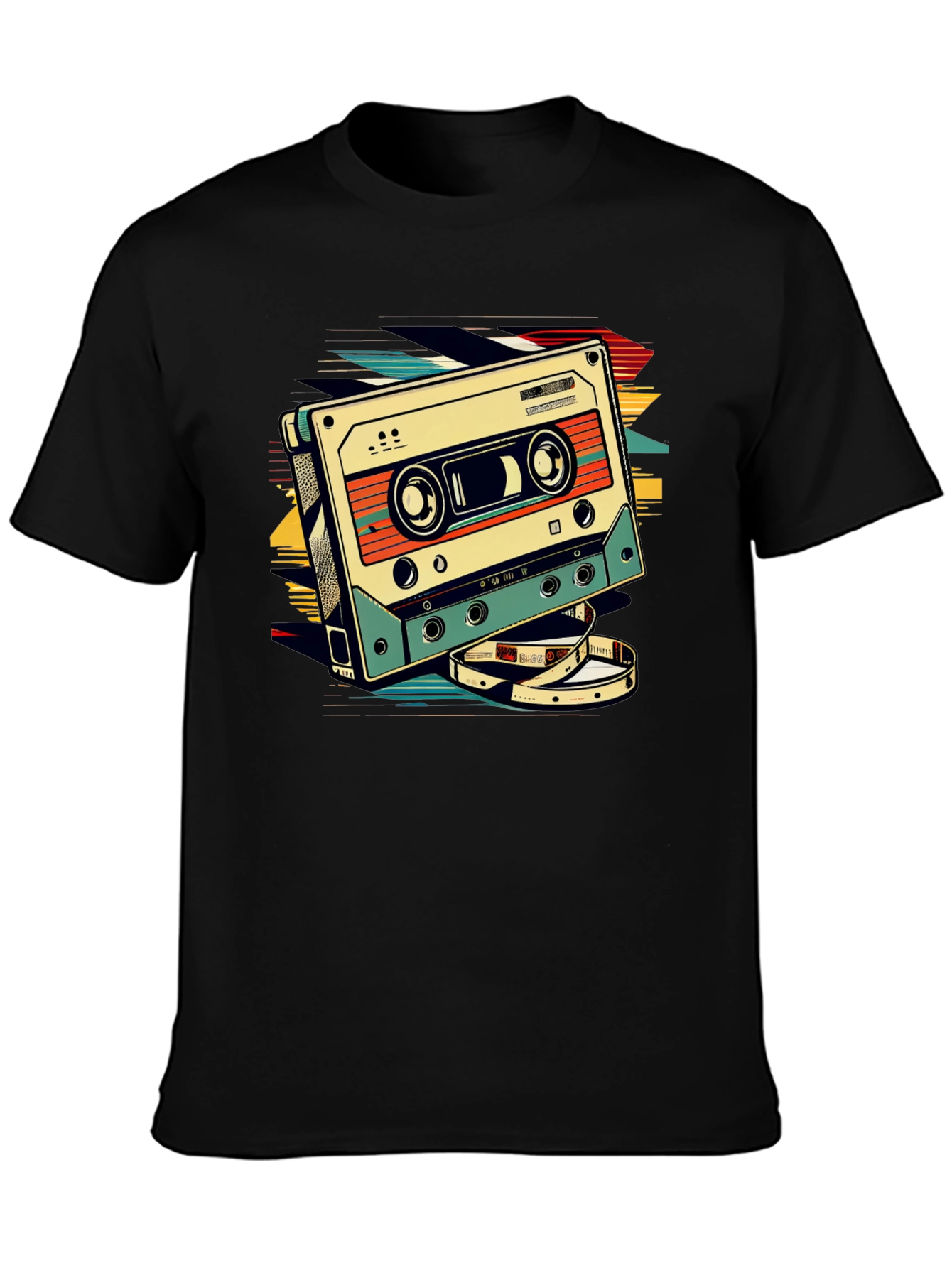 Black Retro Cassette Graphic T-Shirt - Vintage Style view 3
