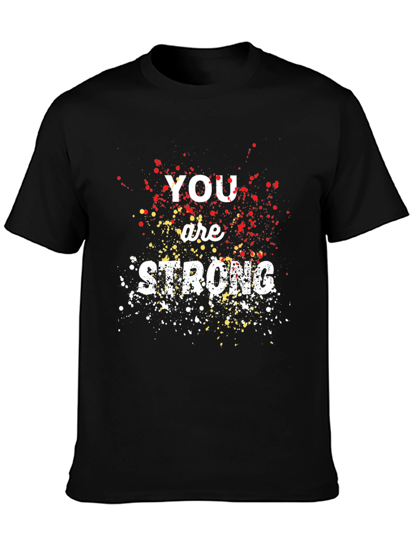 Black You Are Strong Graphic Print Crew Neck T-Shirt view 3