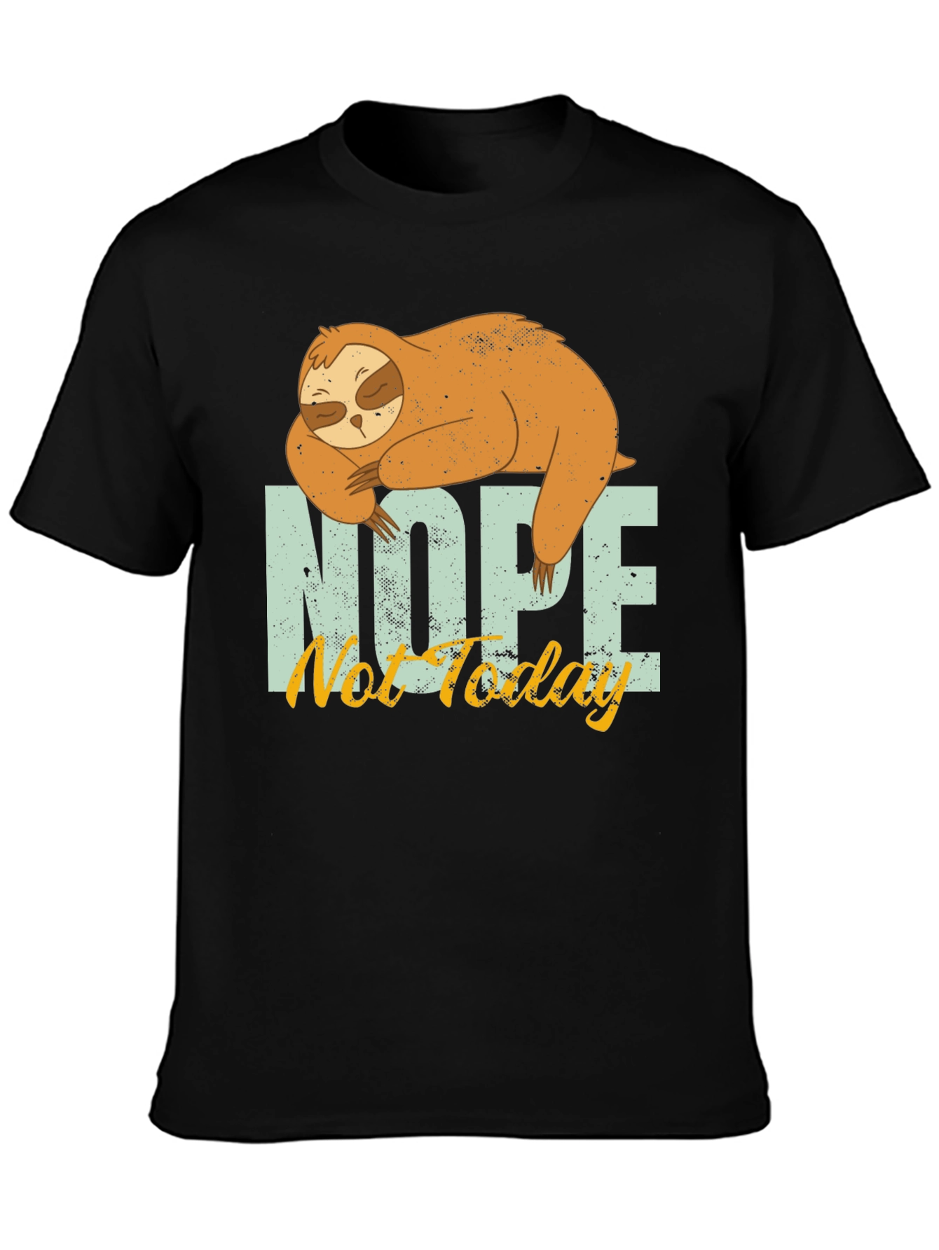 Black Nope Not Today Sloth Graphic T-Shirt - Casual Comfort view 3