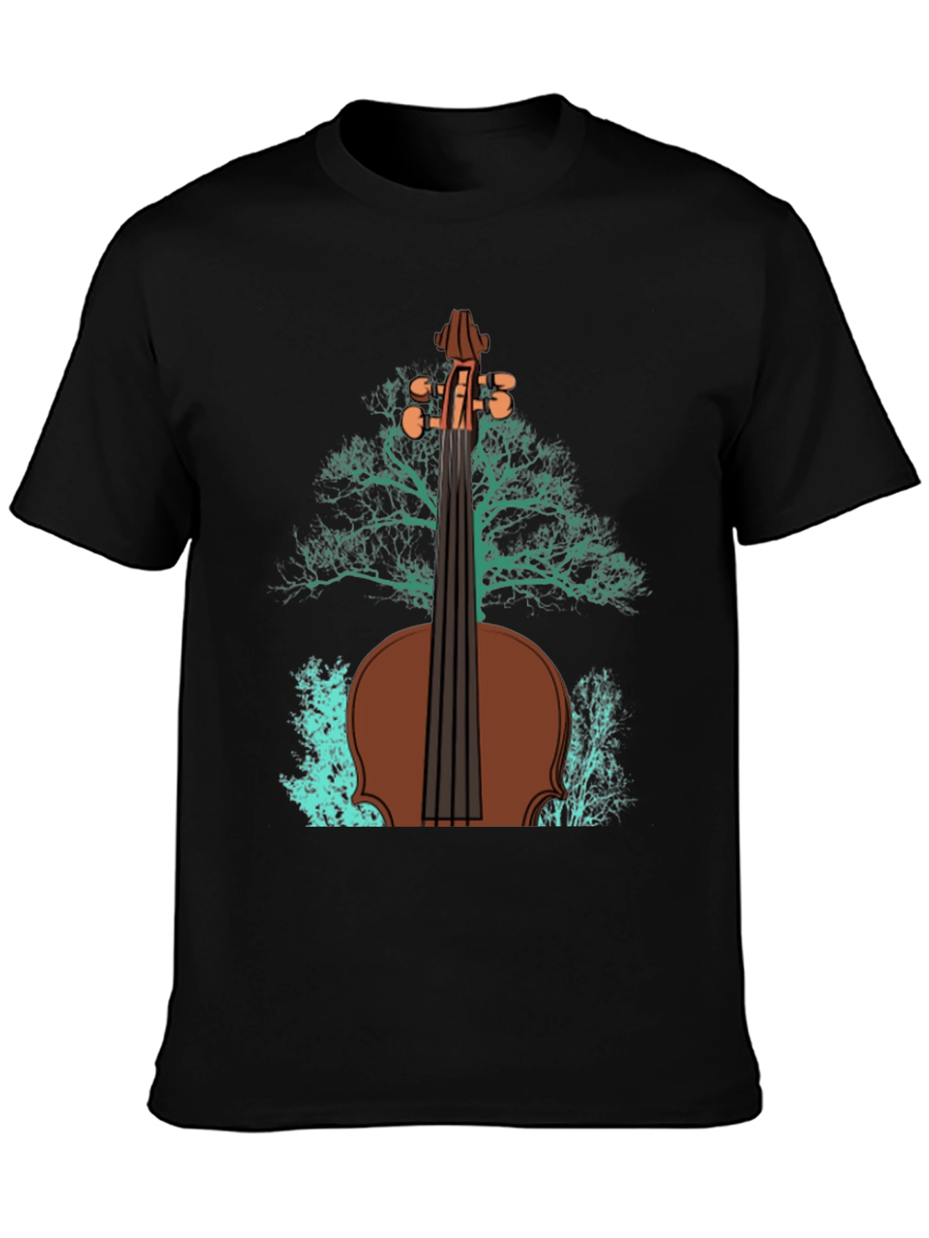 Black Violin Tree Graphic Tee - Music Lover's T-Shirt view 3