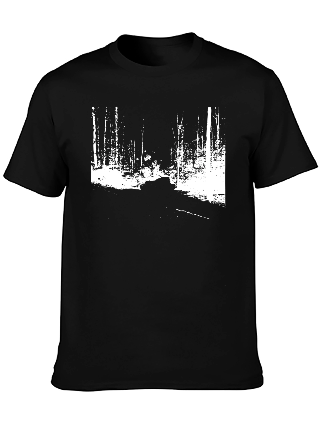 Black Monochrome Forest Graphic Tee view 3