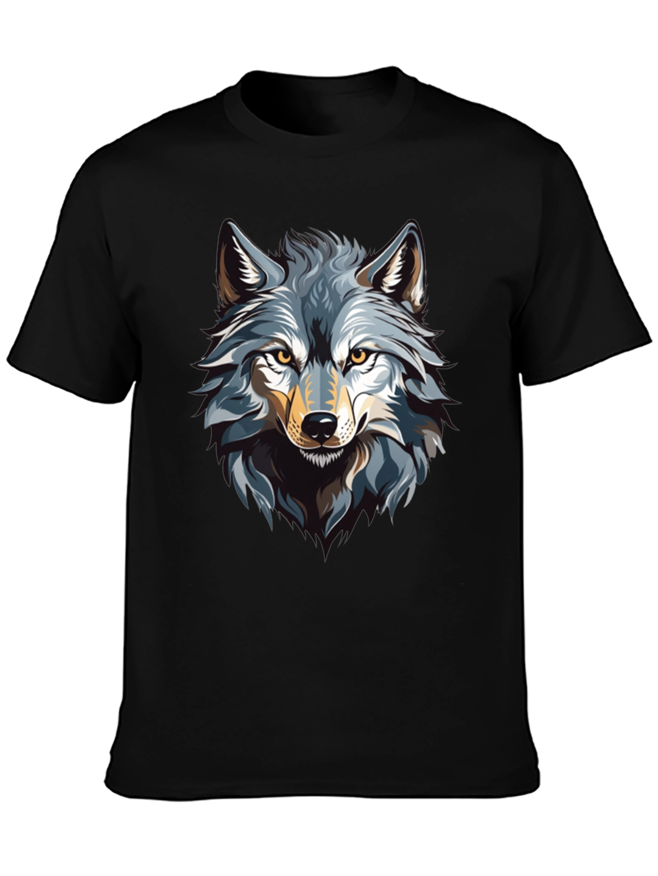 Black Wolf Graphic Print Black T-Shirt view 3