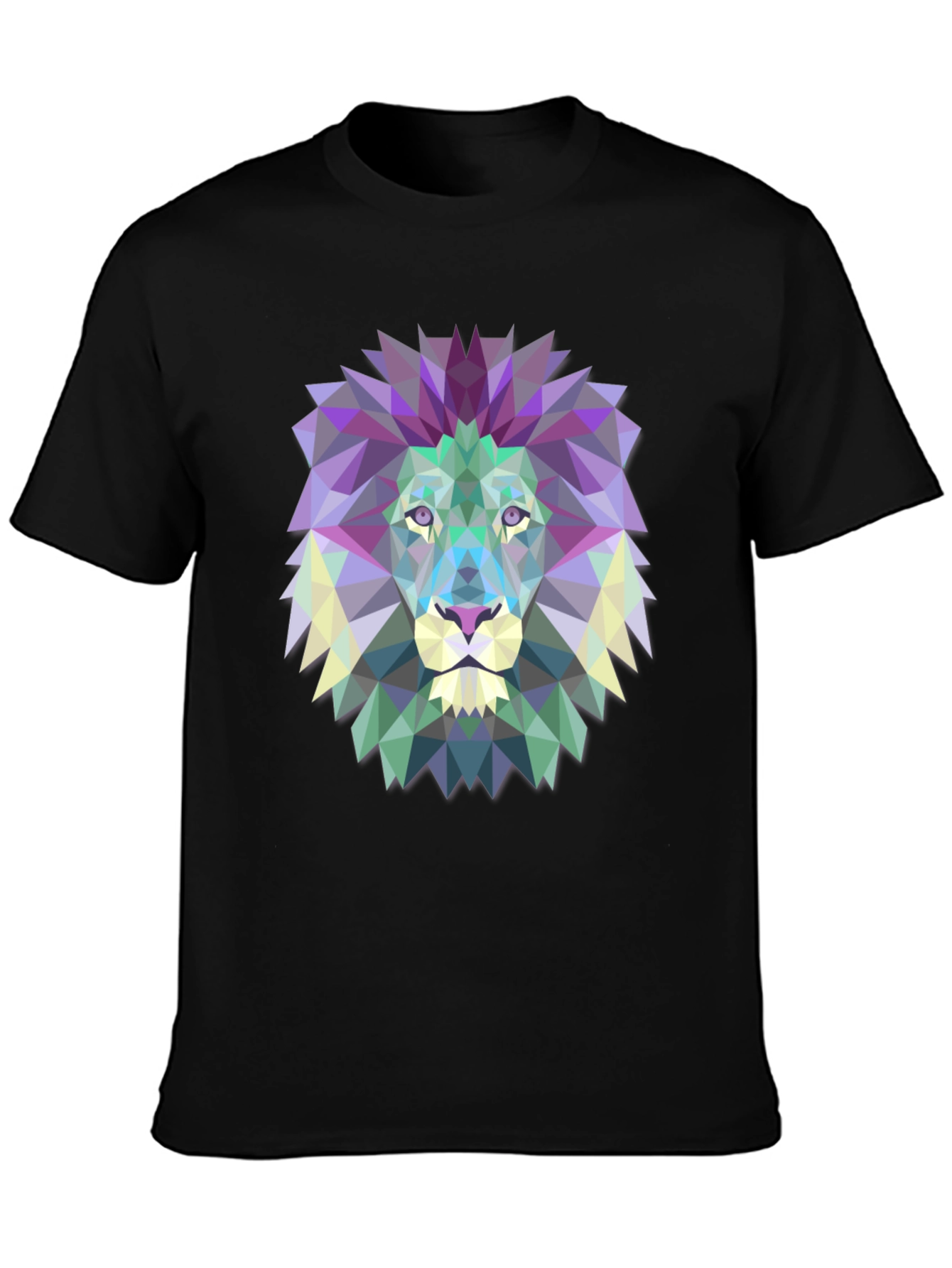 Black Geometric Lion Graphic Tee - Modern Art Shirt view 3