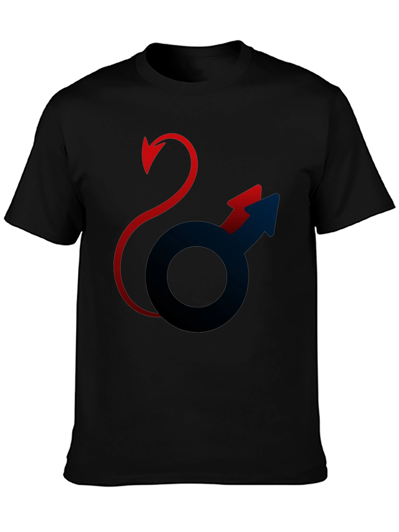 Black Devilish Mars Symbol Black T-Shirt view 3