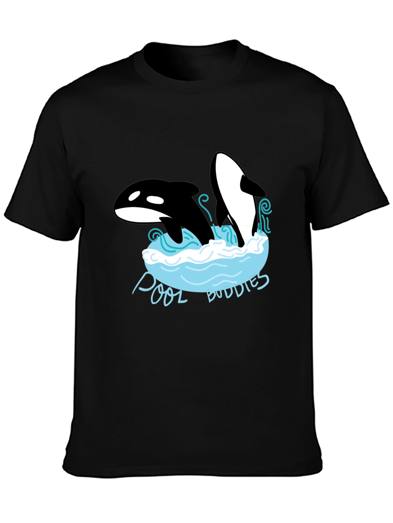 Black Pool Buddies Orca Whale Graphic Tee view 3