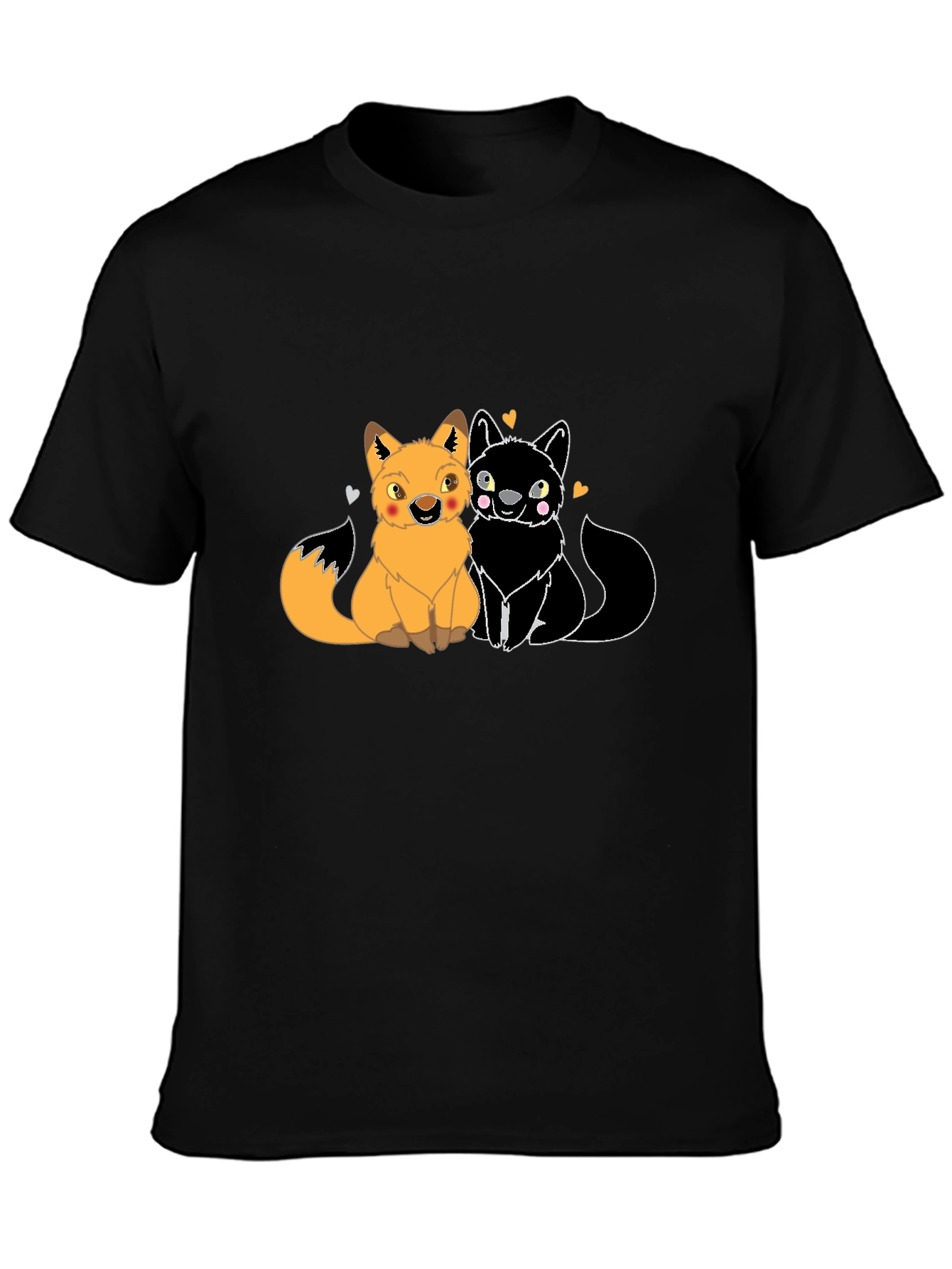Black Cute Foxes in Love Graphic T-Shirt - Black view 3