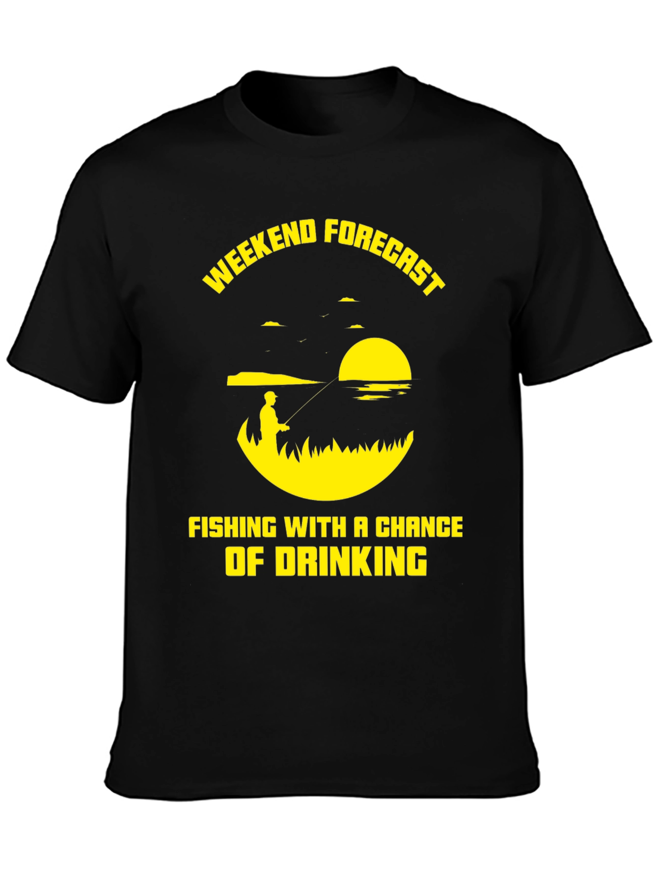 Black Fishing & Drinking Weekend Forecast T-Shirt view 3