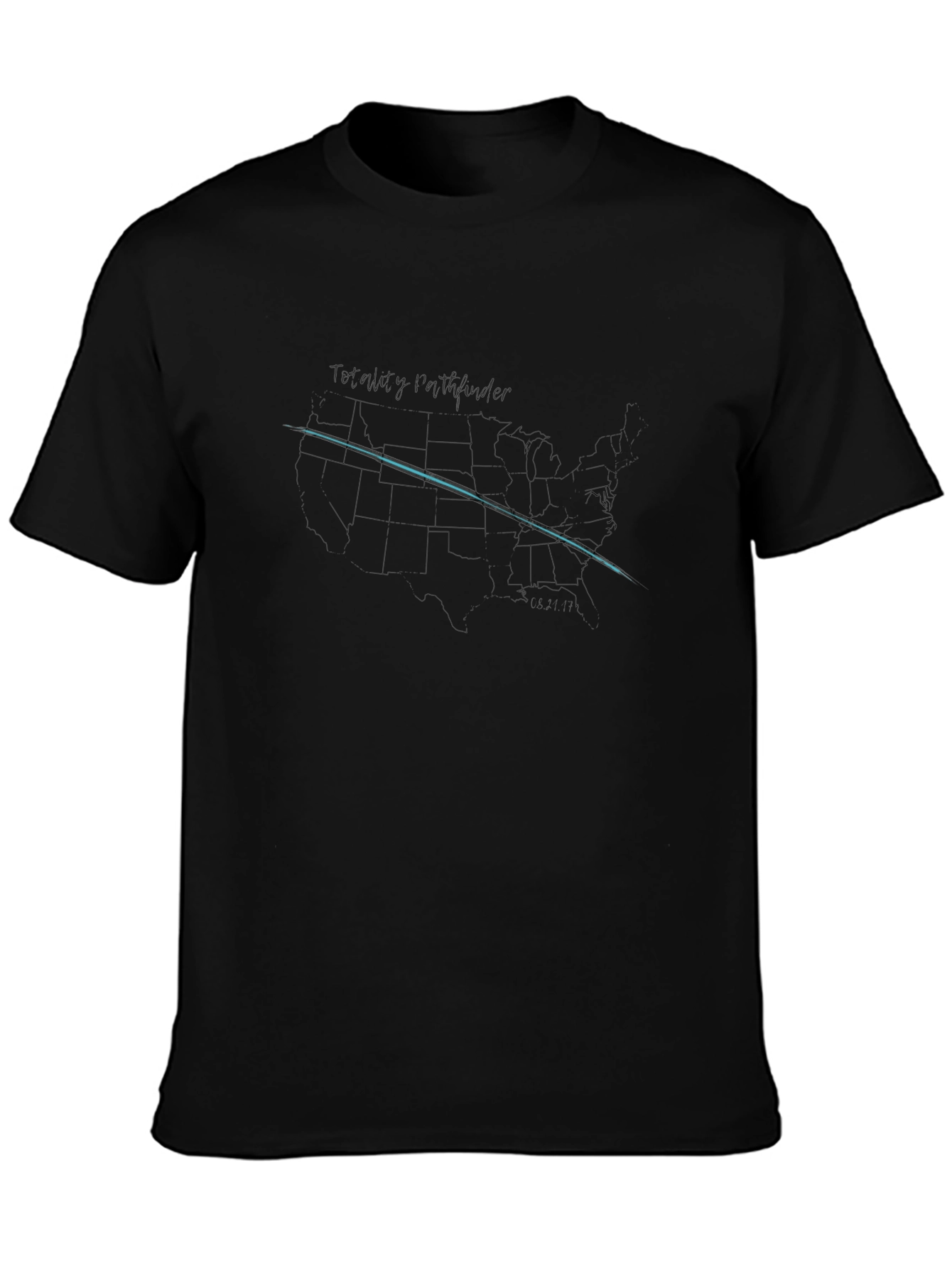 Black Total Eclipse Pathfinder T-Shirt - Map Design view 3