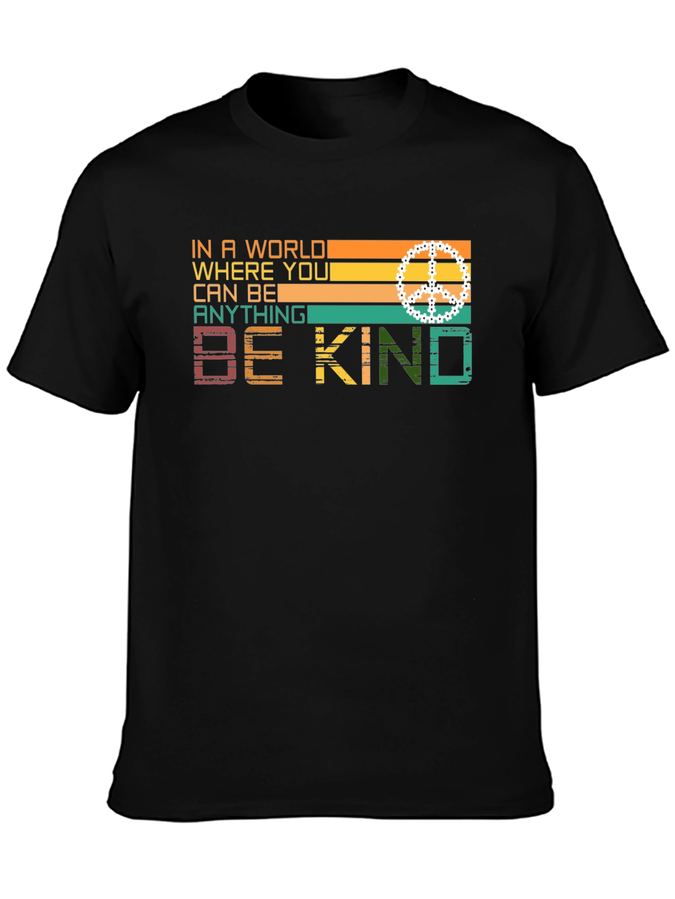 Black Be Kind Retro Style Graphic T-Shirt view 3