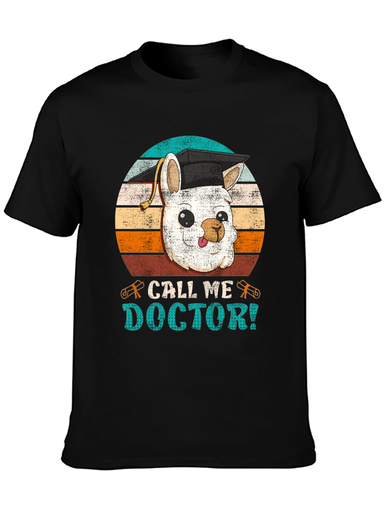 Black Call Me Doctor Llama T-Shirt view 3
