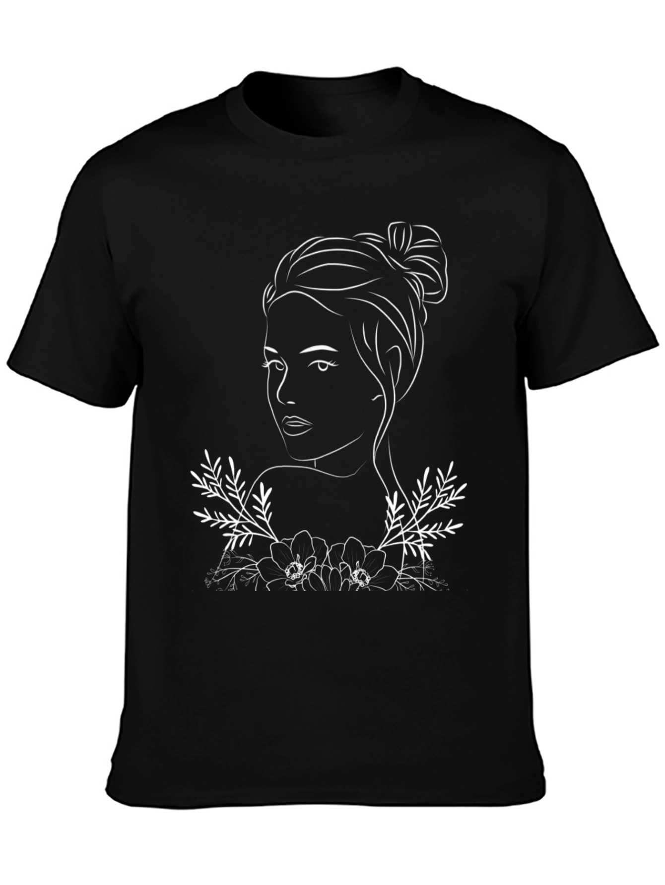 Black Woman Line Art T-Shirt - Black view 3