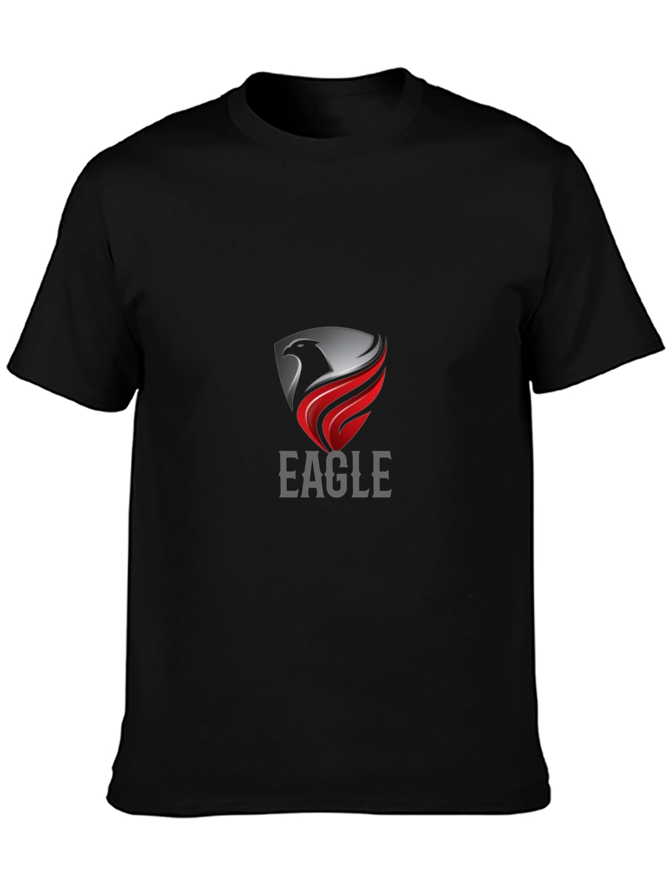 Black Eagle Crest Graphic Tee - Stylish Men's Black T-Shirt view 3