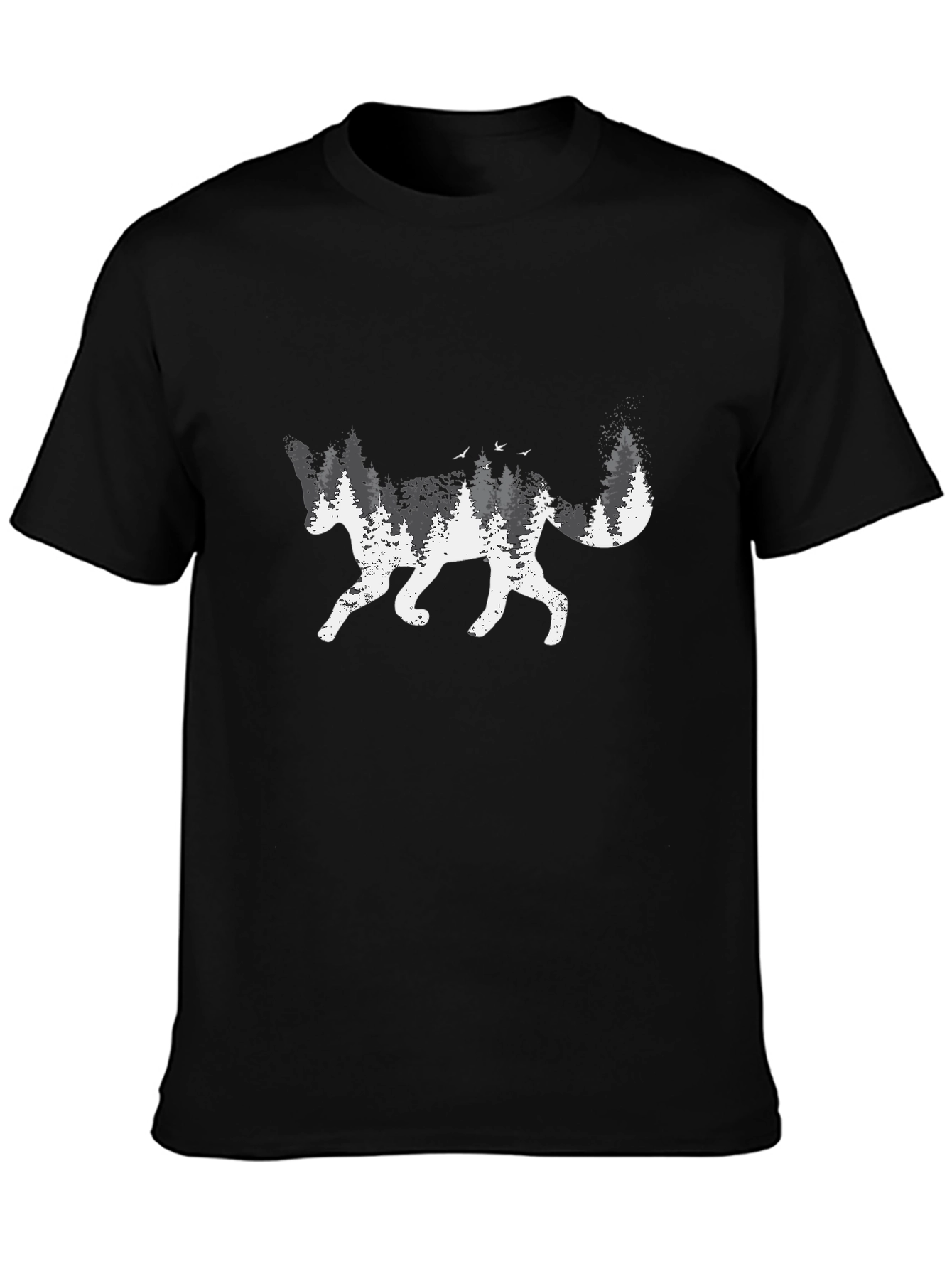 Black Nature Fox Graphic Tee - Black Cotton Blend view 3