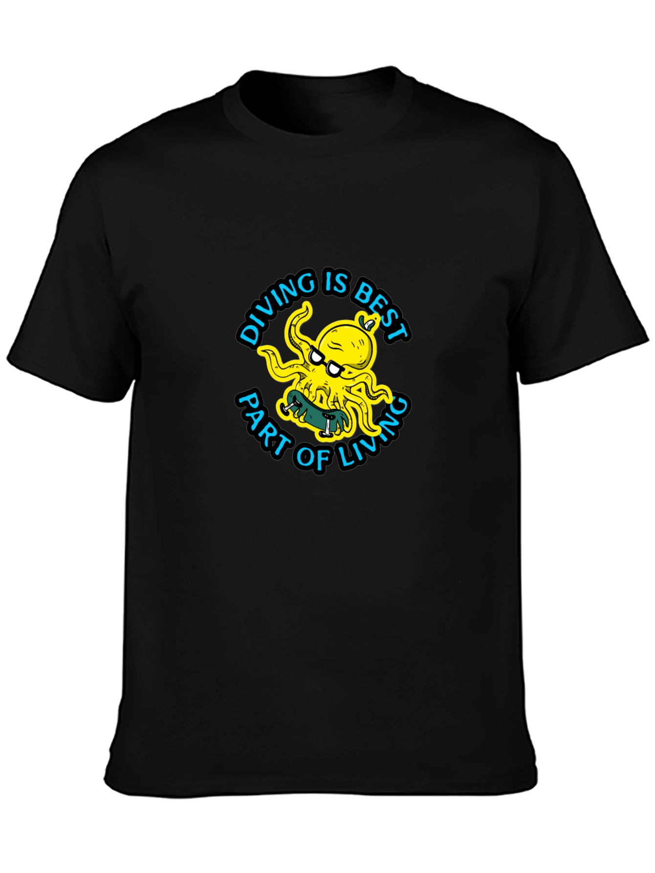 Black Diving is Best Octopus T-Shirt - Black view 3