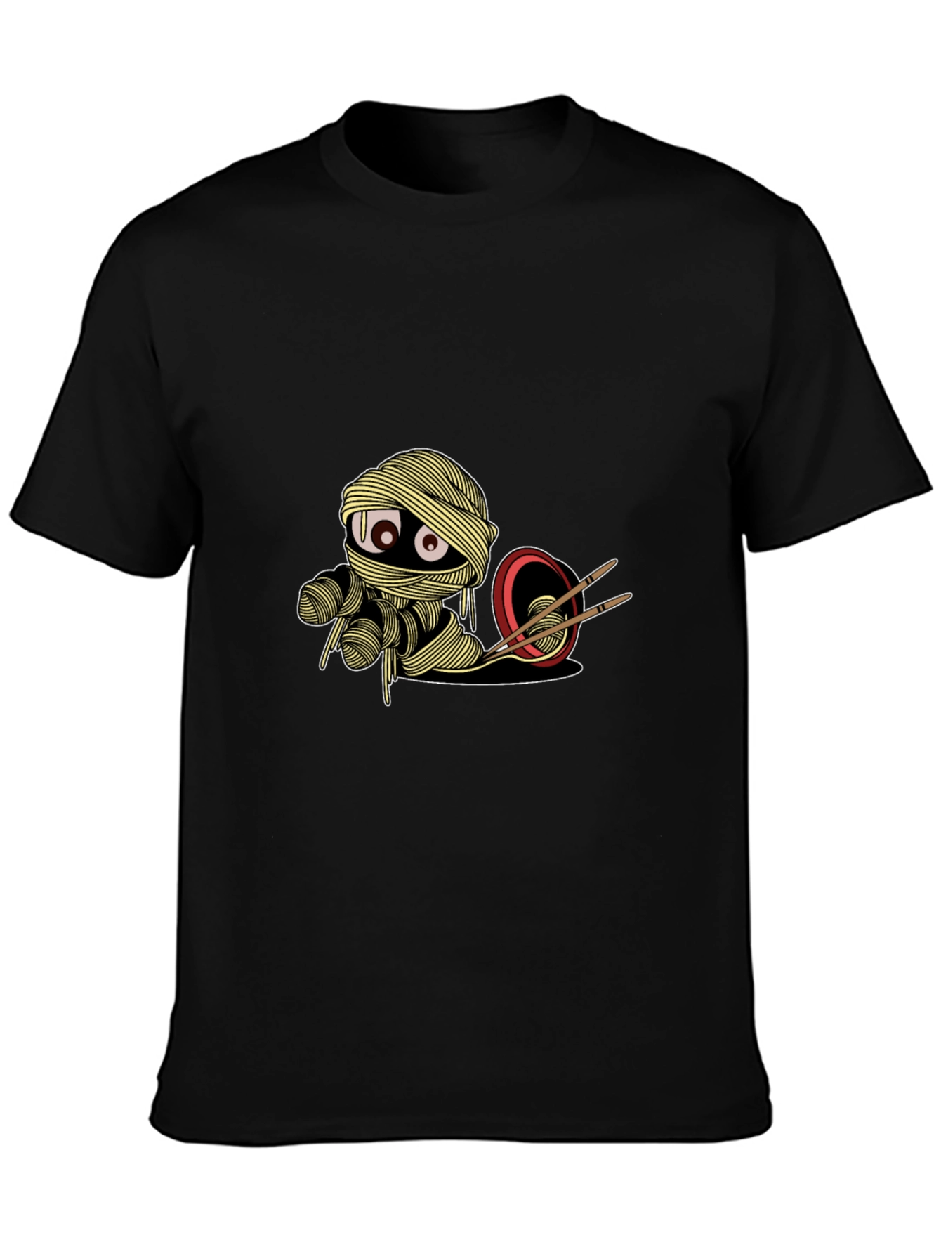 Black Noodle Mummy Graphic Tee - Unique & Stylish Black T-Shirt view 3
