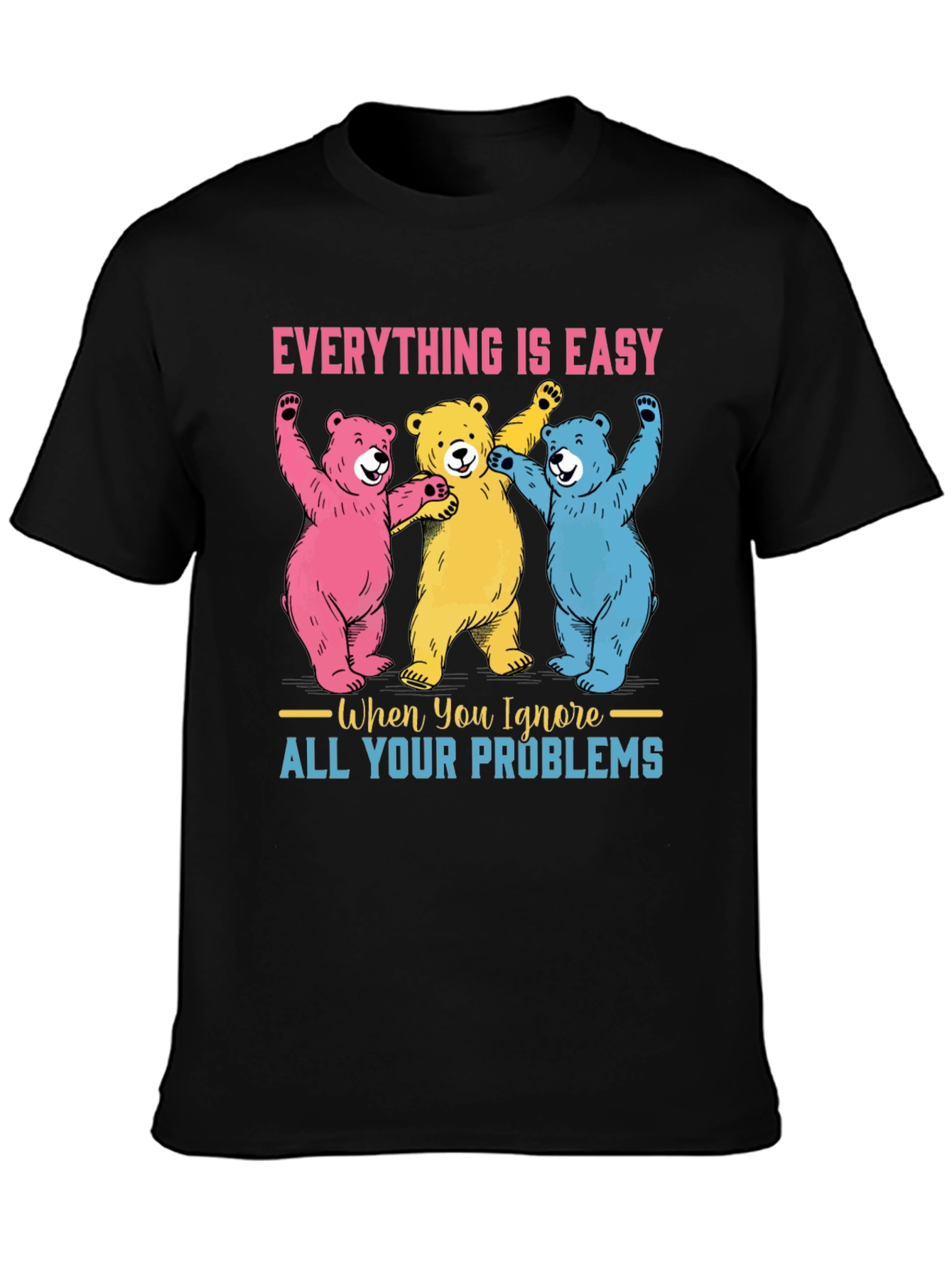 Black Everything is Easy Bear Graphic Tee view 3