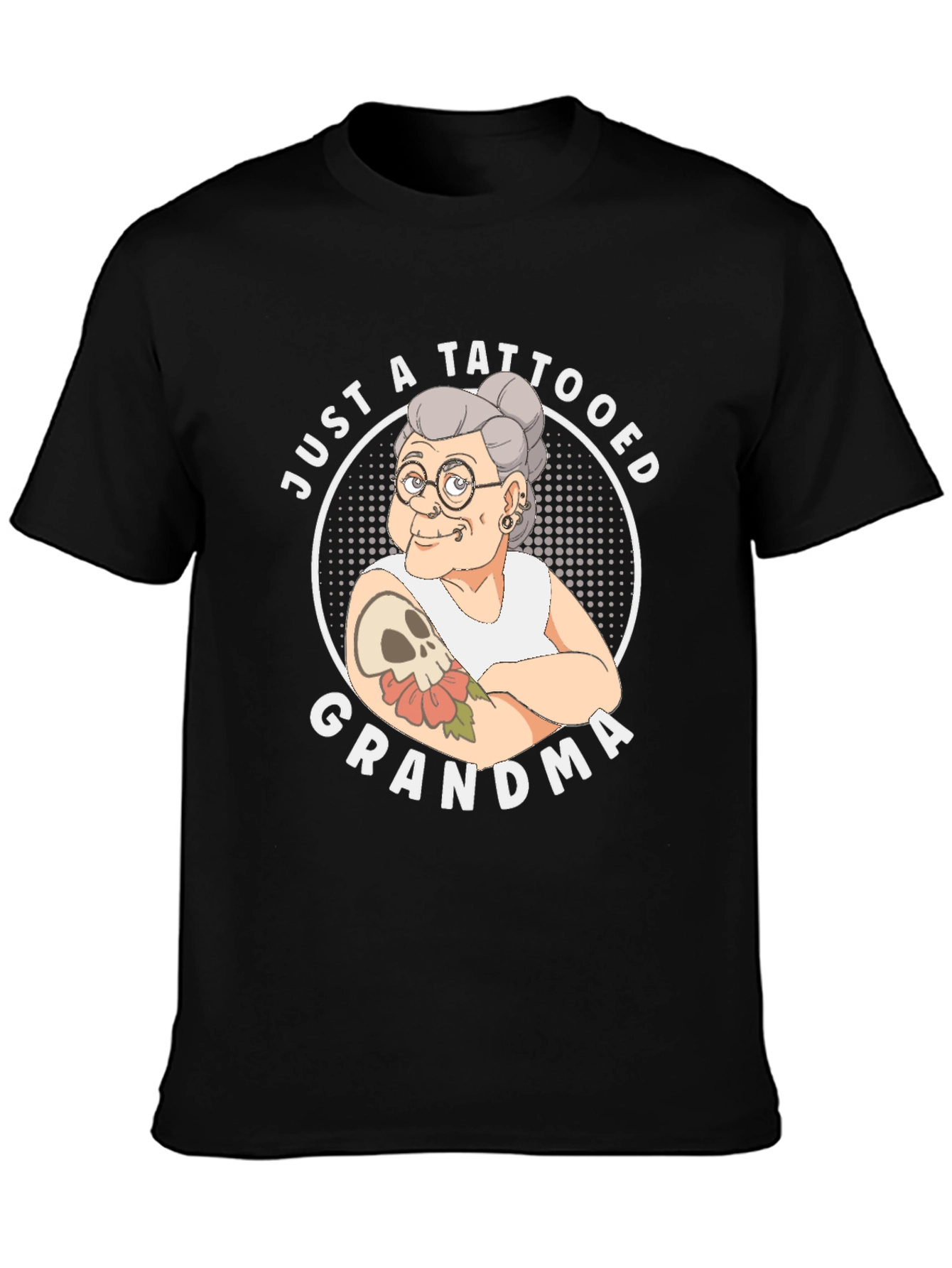 Black Tattooed Grandma T-Shirt - Funny Graphic Tee view 3