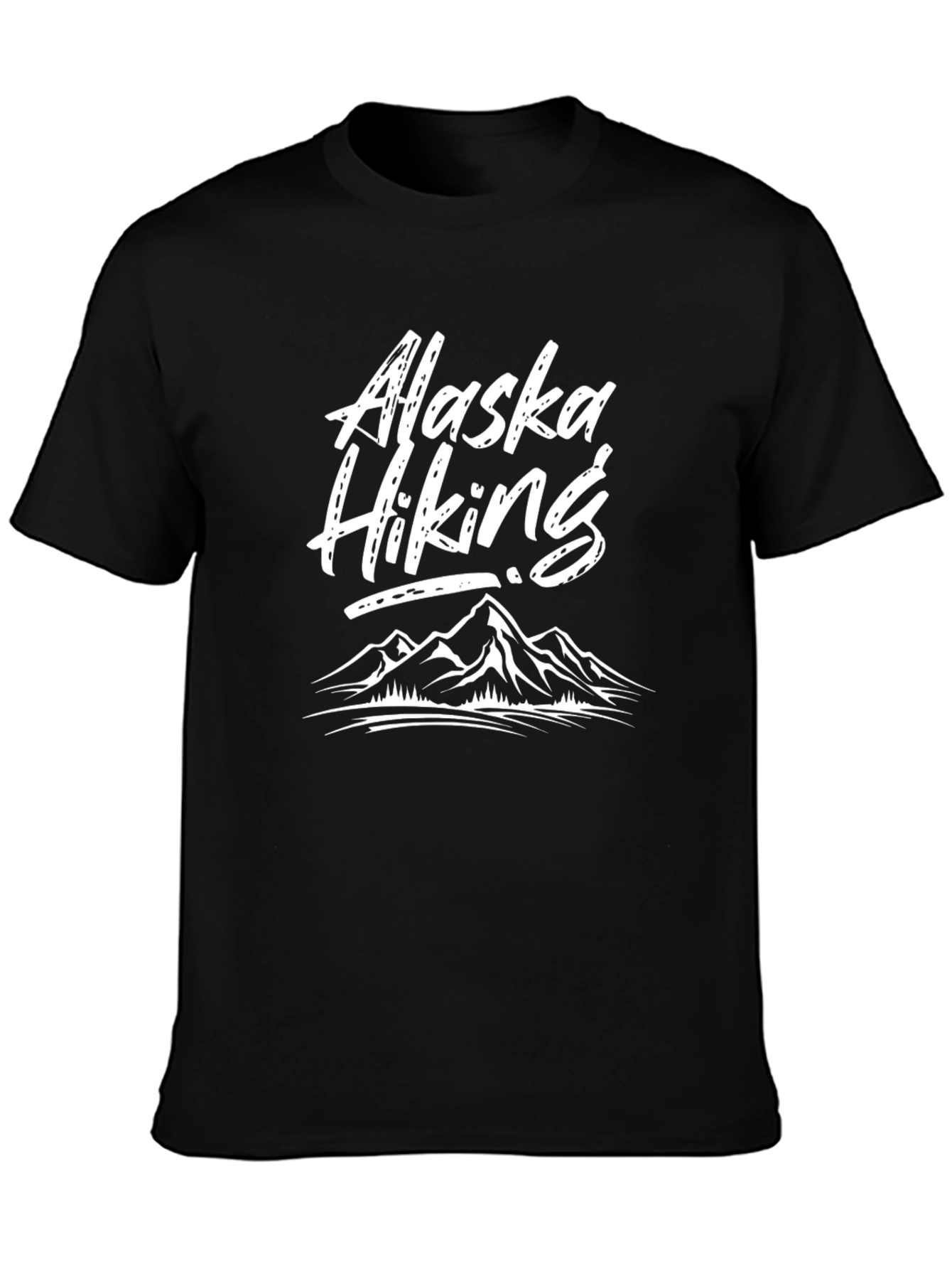 Black Alaska Hiking Graphic Tee - Black Cotton T-Shirt view 3