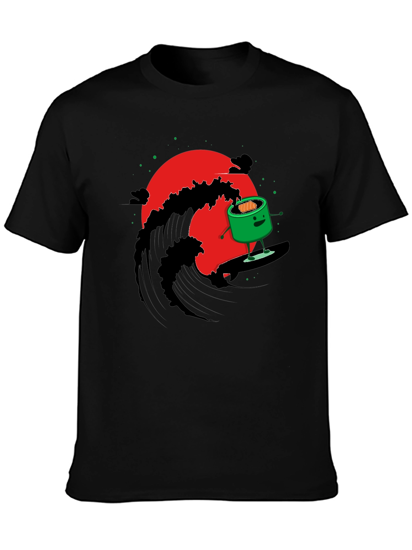 Black Sushi Surfer Graphic Tee - Unique Design view 3