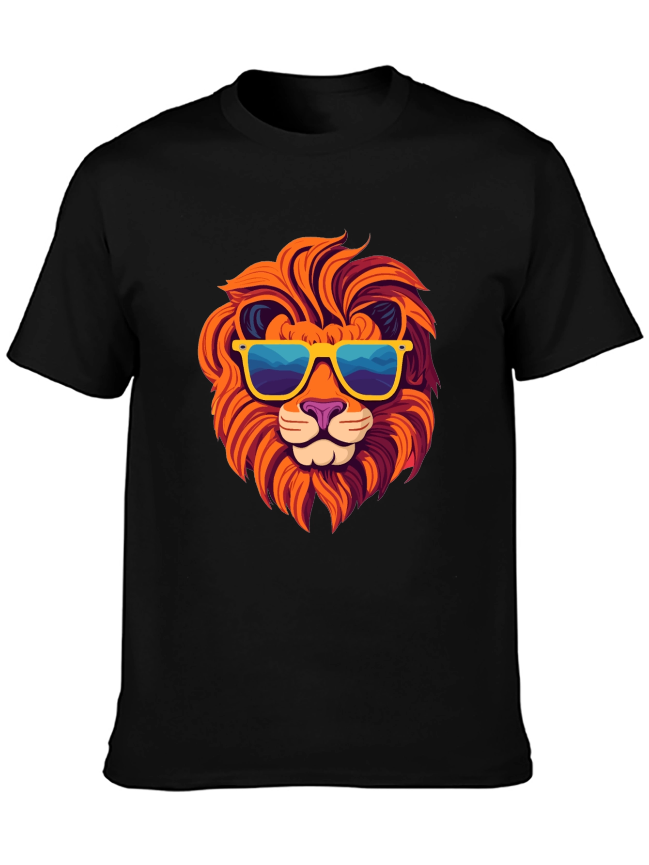 Black Cool Lion Graphic Tee - Black Cotton T-Shirt view 3
