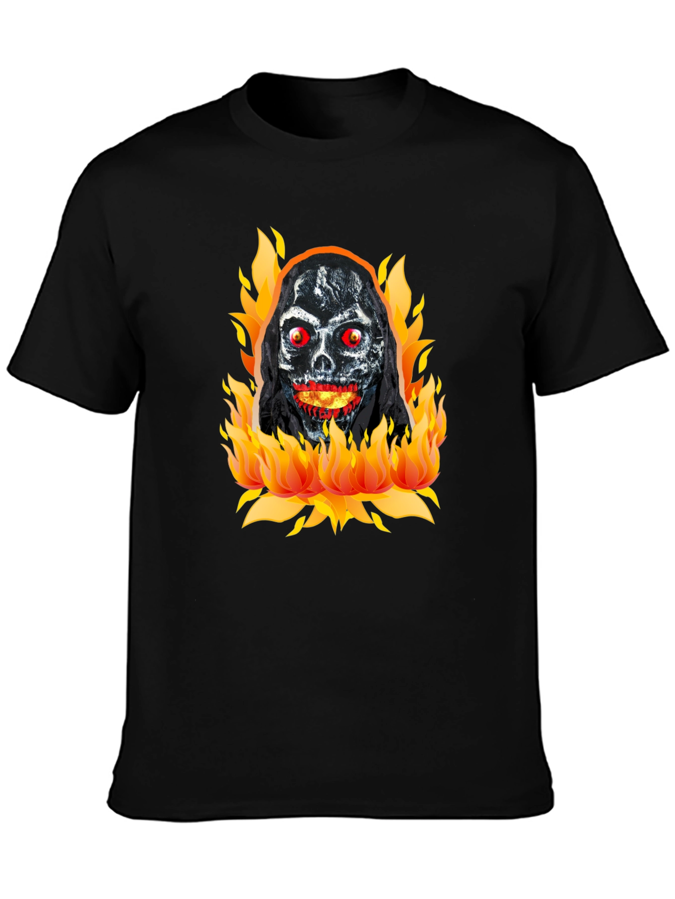 Black Grim Reaper on Fire Graphic T-Shirt view 3