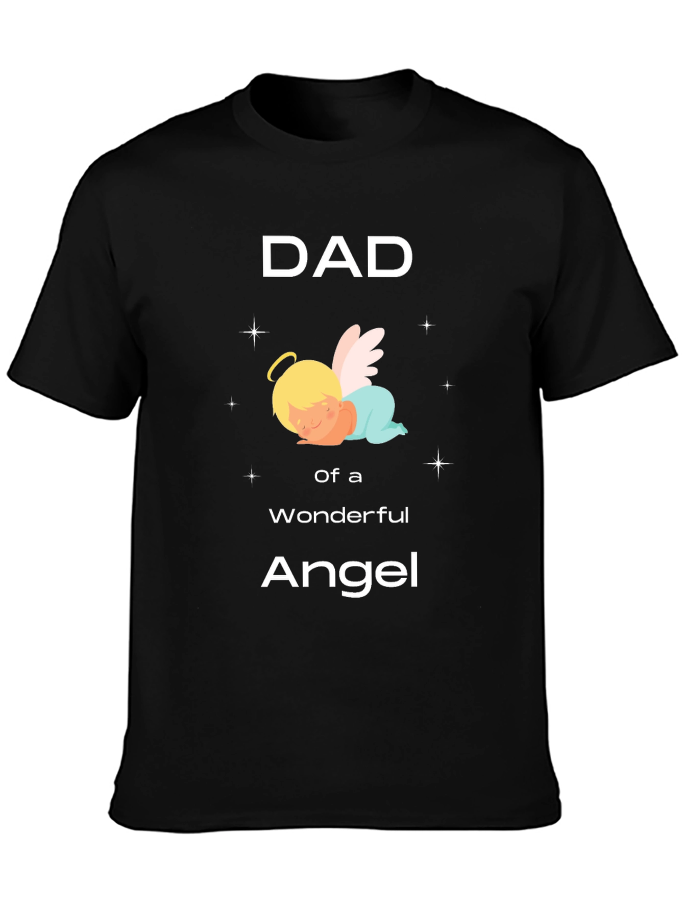 Black Dad of an Angel T-Shirt Black view 3