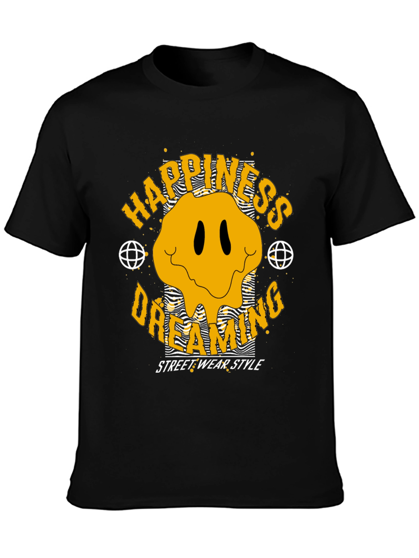 Black Happiness Dreaming Graphic T-Shirt view 3