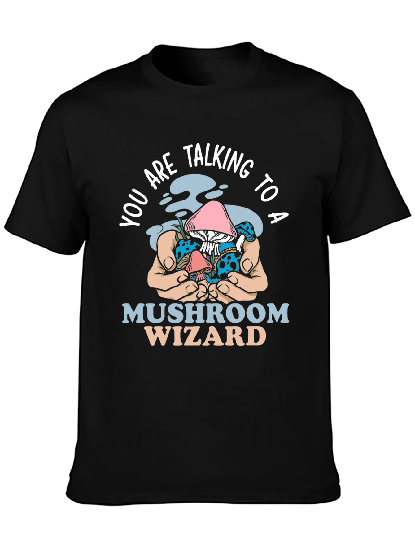 Black Mushroom Wizard Graphic Tee - Unique Design view 3