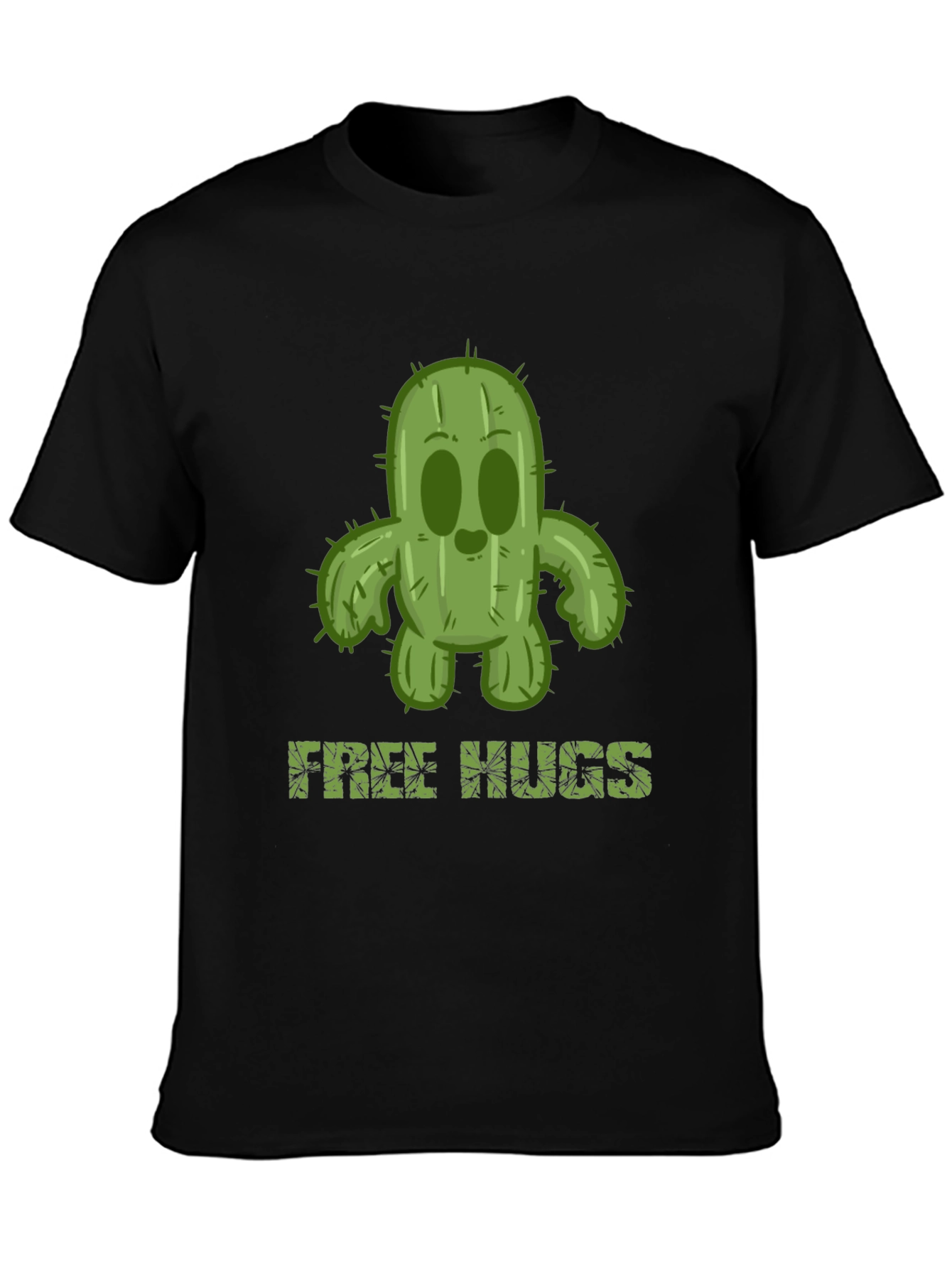 Black Free Hugs Cactus T-Shirt - Unisex Black Tee view 3