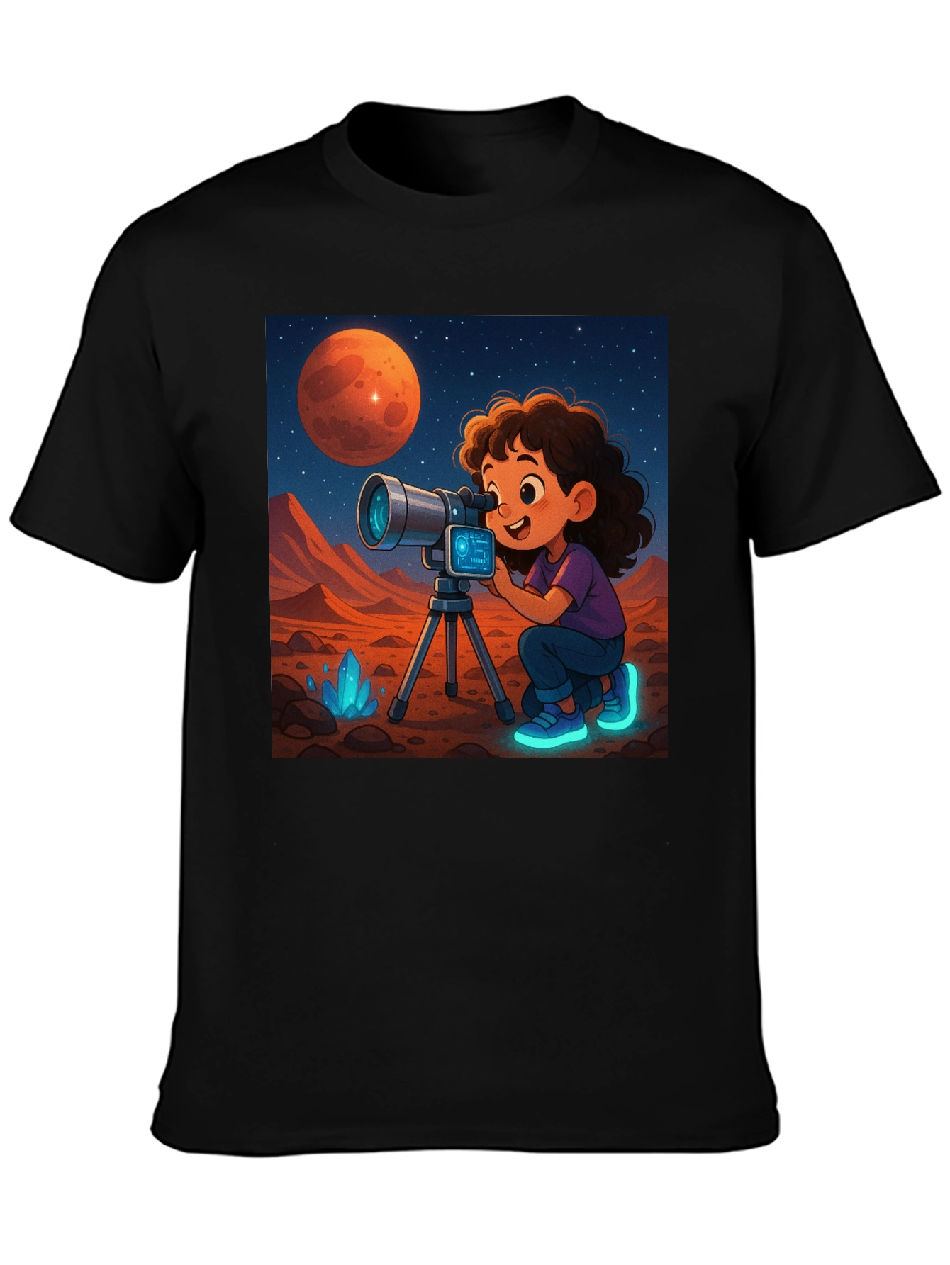 Black Mars Explorer Graphic Tee - Space Adventure Shirt view 3