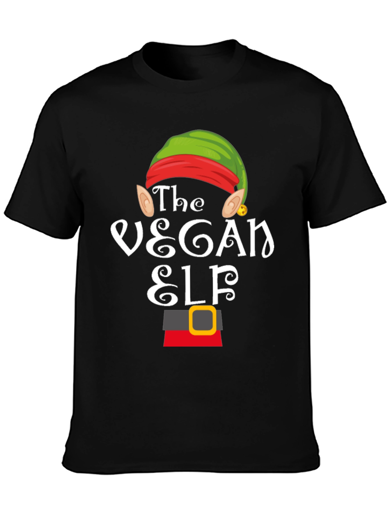 Black Vegan Elf T-Shirt - Holiday Festive Apparel view 3