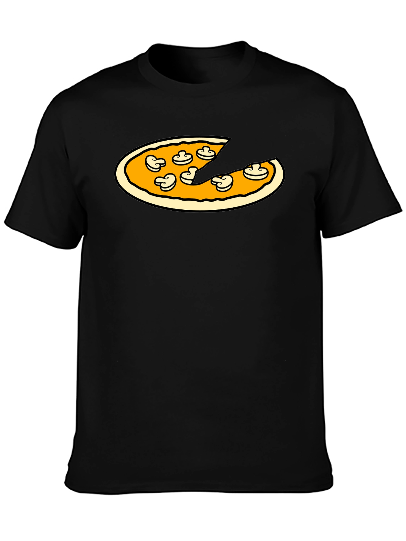 Black Pizza & Mushrooms Graphic Tee - Black T-Shirt view 3