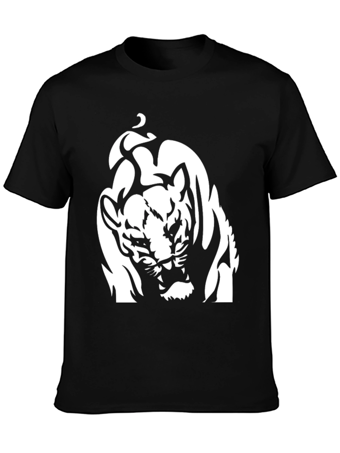 Black Black Graphic Tee - Roaring Tiger Design view 3