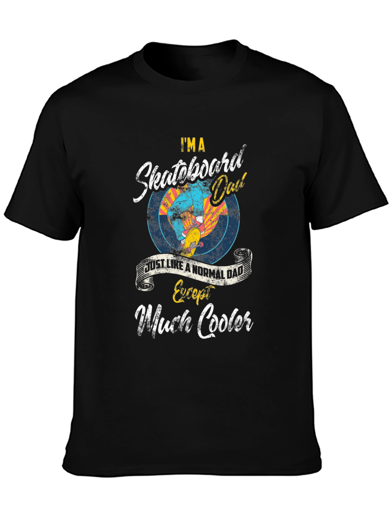 Black Skateboard Dad T-Shirt - Cool Father's Day Gift view 3