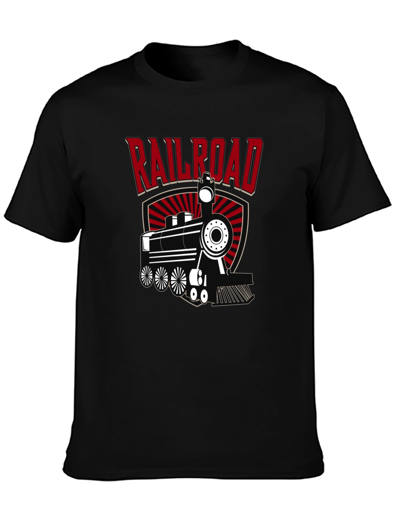Black Railroad Train Graphic Tee - Cool Black T-Shirt view 3