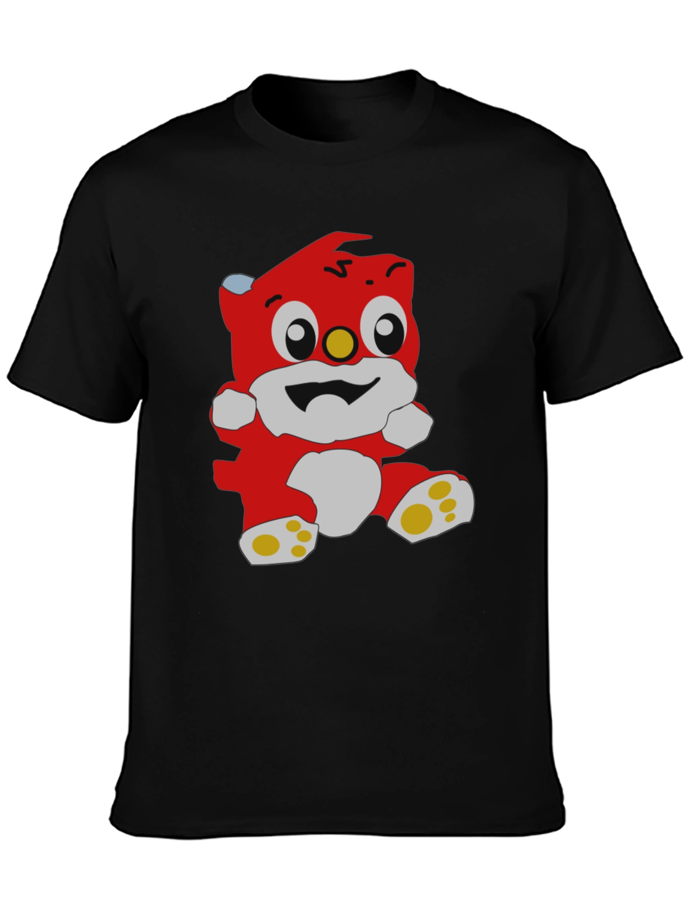Black Cartoon Bear Graphic Black T-Shirt view 3