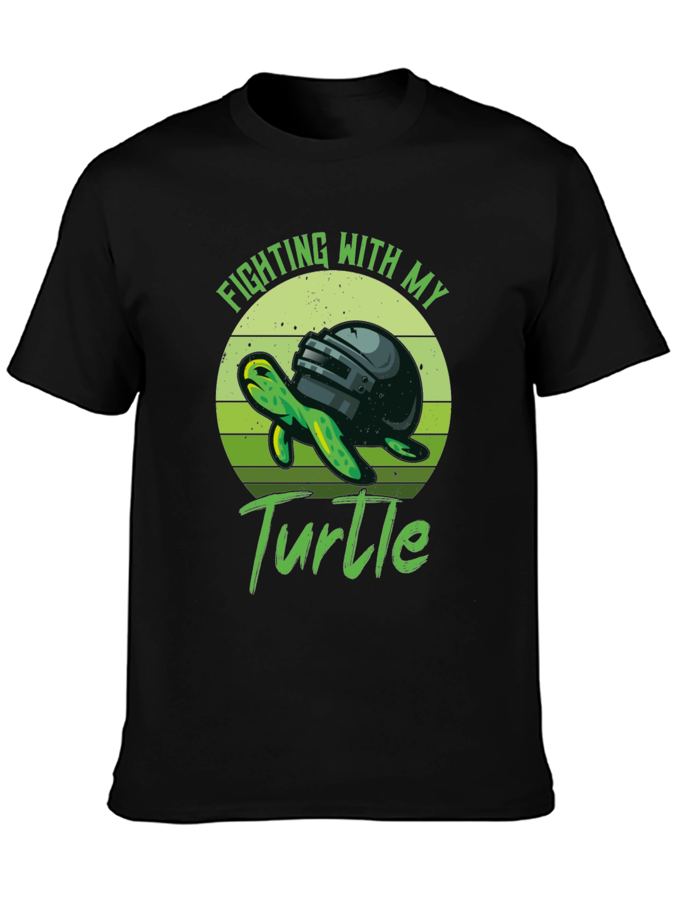Black Fighting with My Turtle T-Shirt view 3