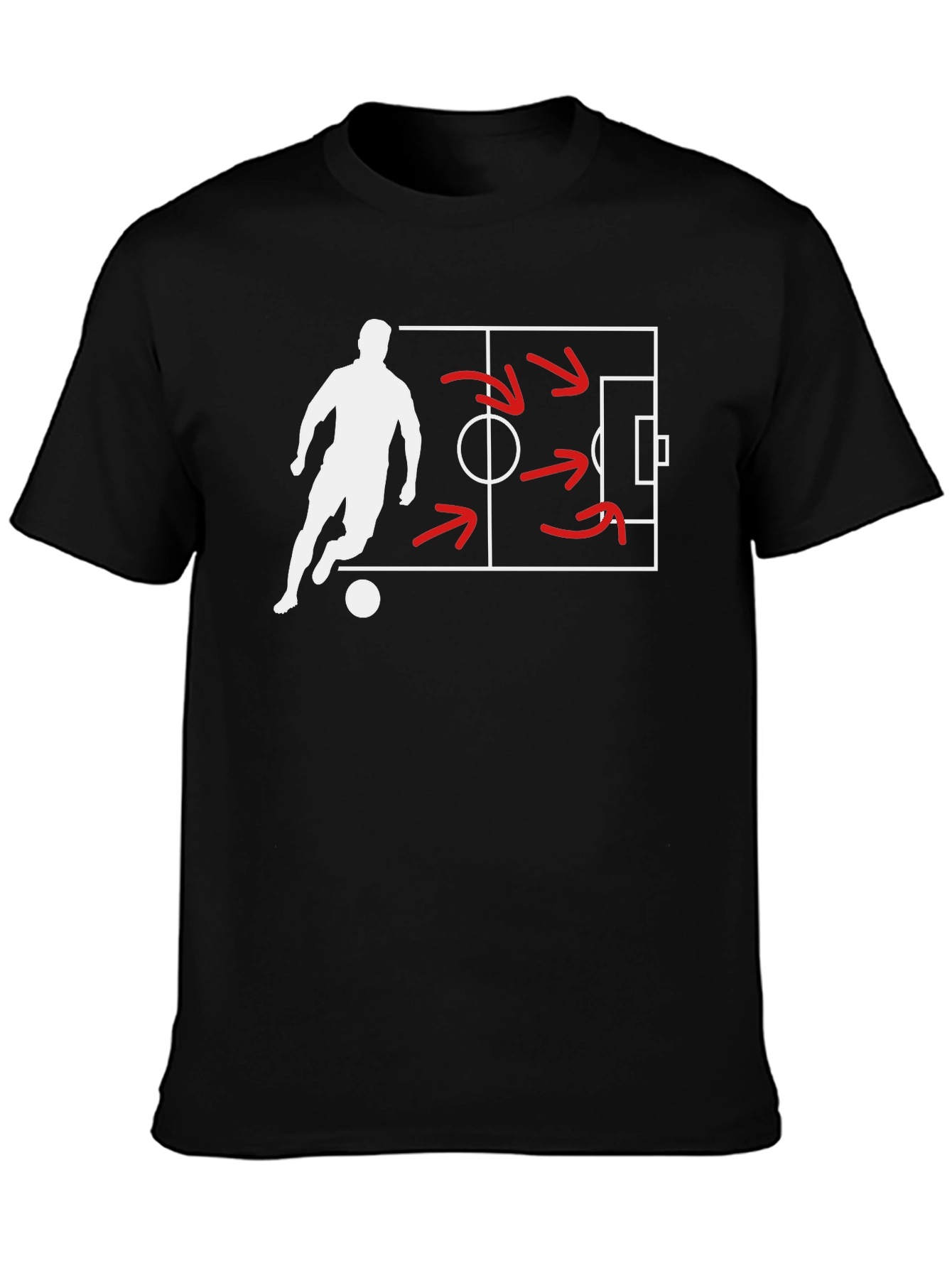 Black Soccer Strategy Black T-Shirt view 3