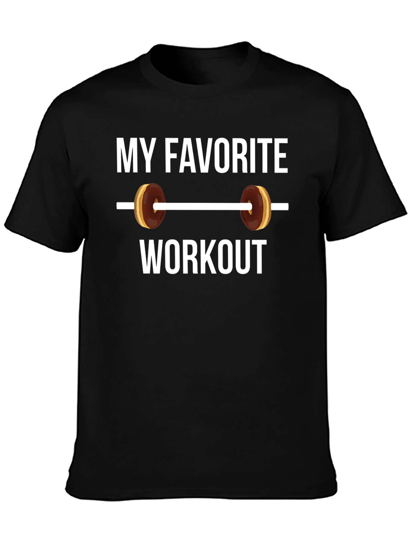 Black Funny Donut Workout T-Shirt - My Favorite Workout Tee view 3