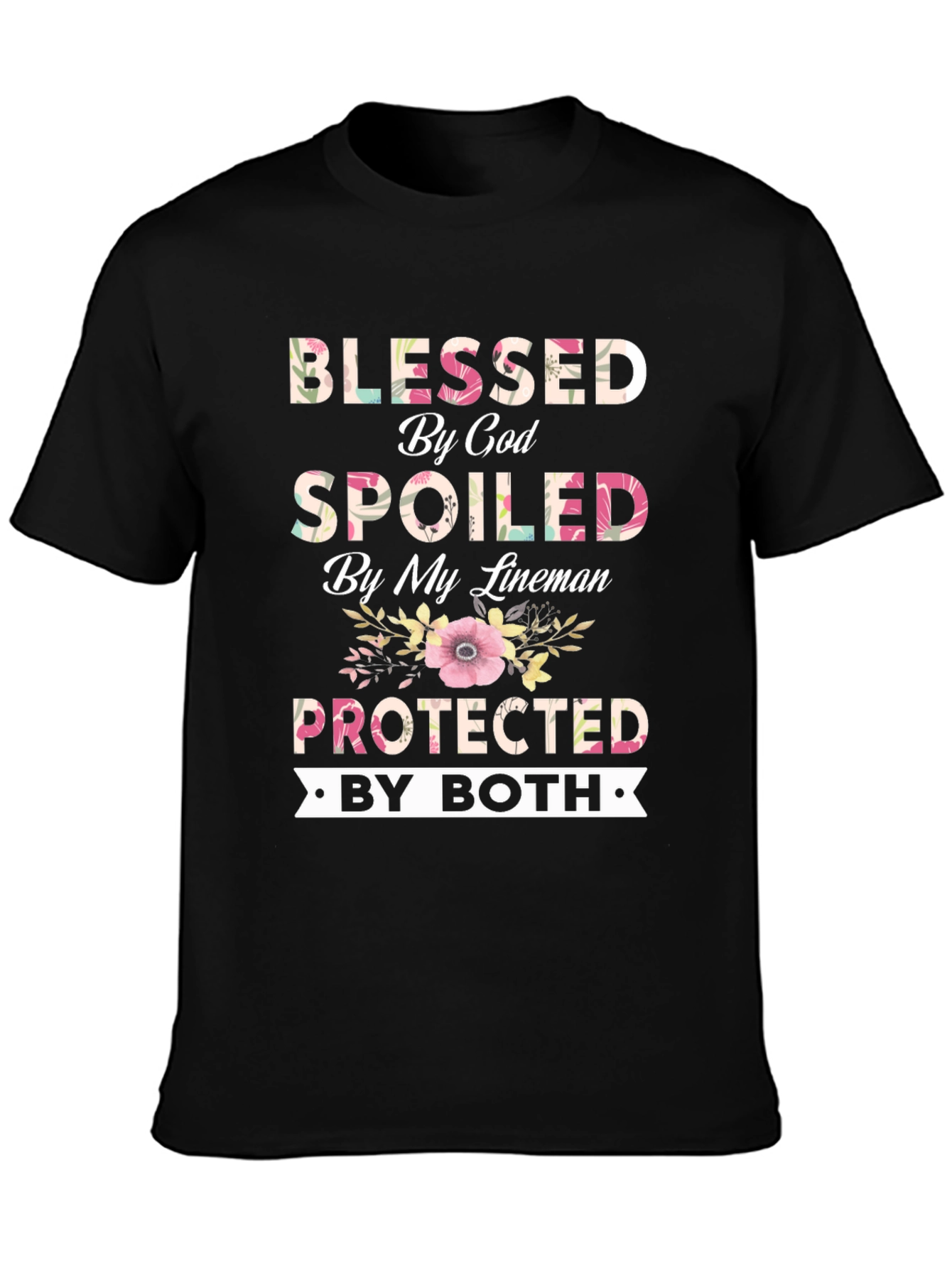 Black Blessed By God Spoiled By My Lineman T-Shirt view 3