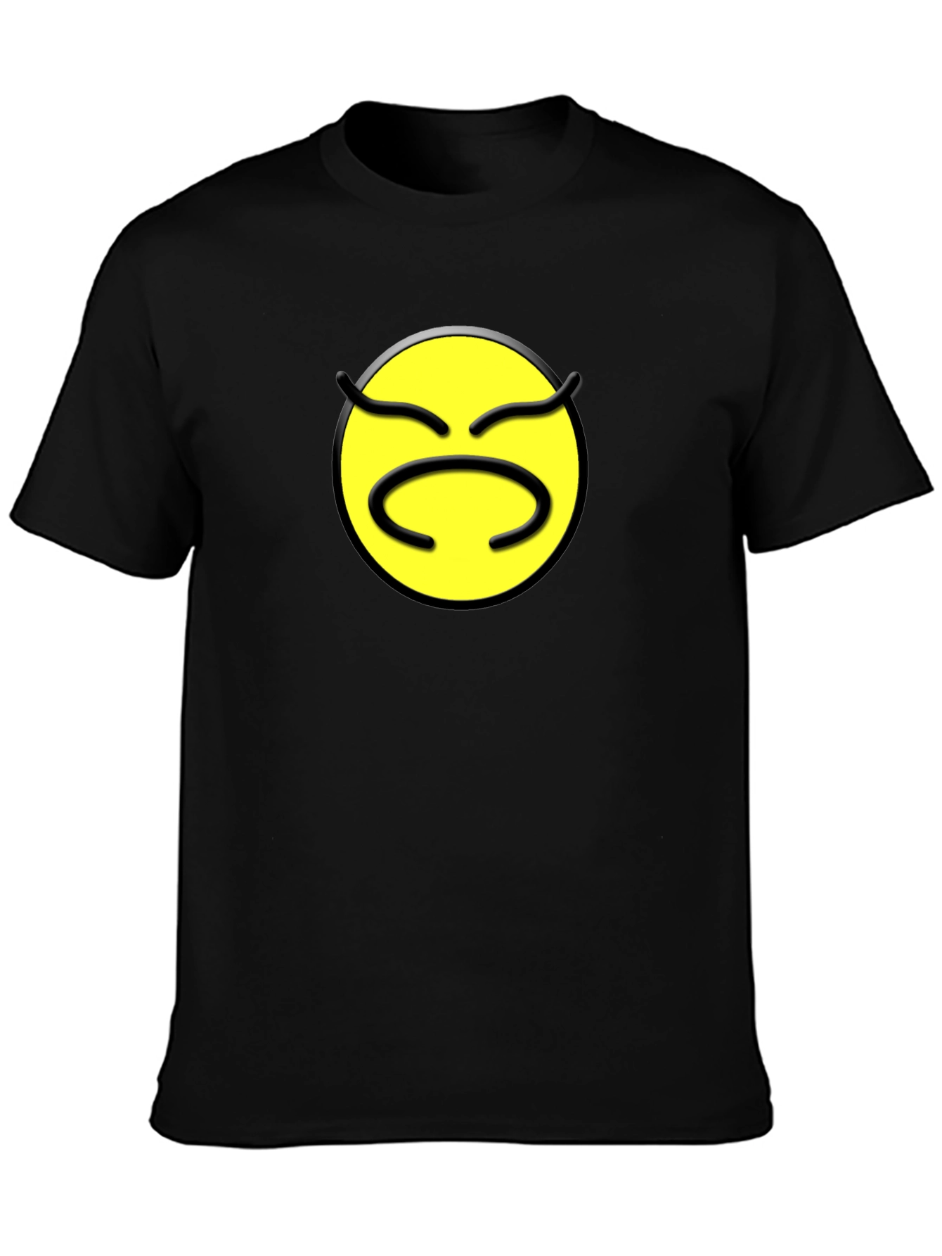 Black Grumpy Emoji Black T-Shirt - Express Your Mood! view 3